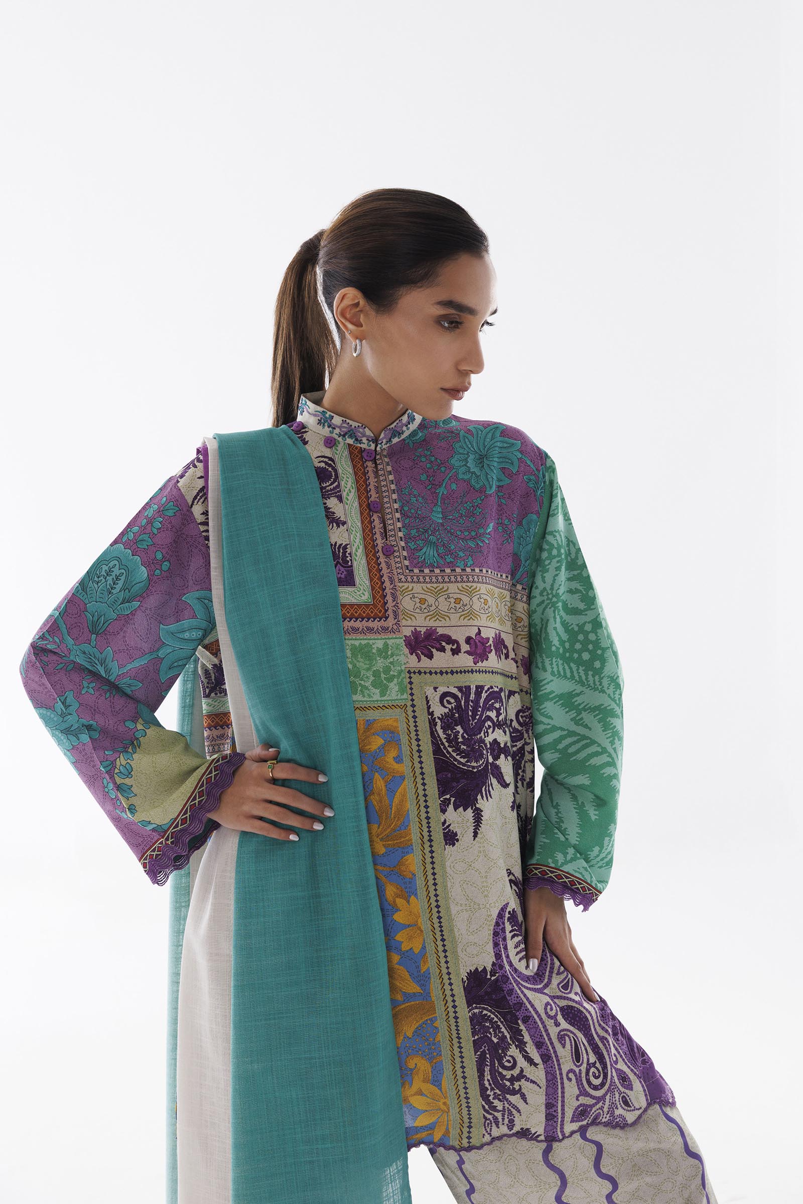 Stitched Linen Muzlin Suit