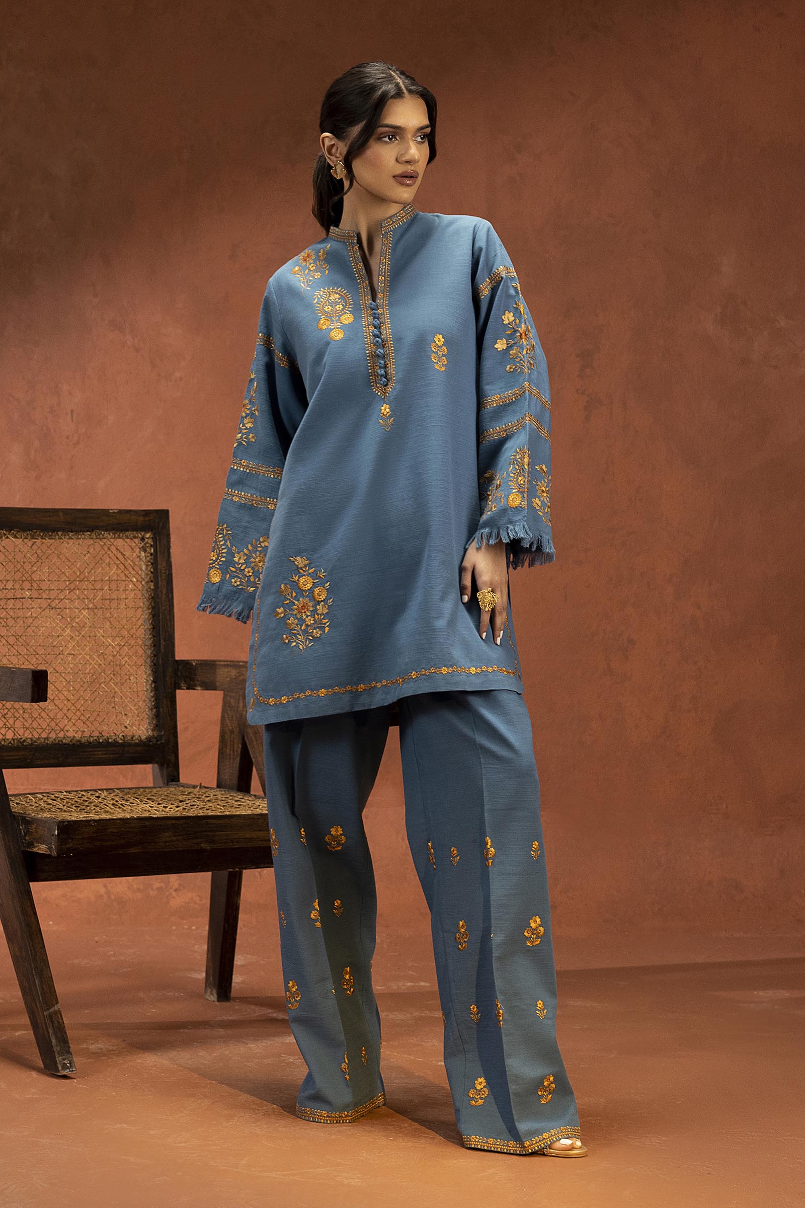 Stitched Embroidered Khaddar Slub