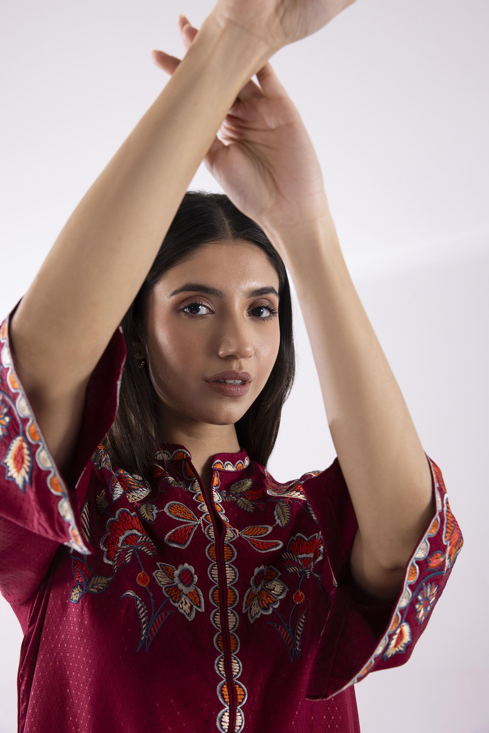 Stitched Dobby Viscose Embroidered + Bottom