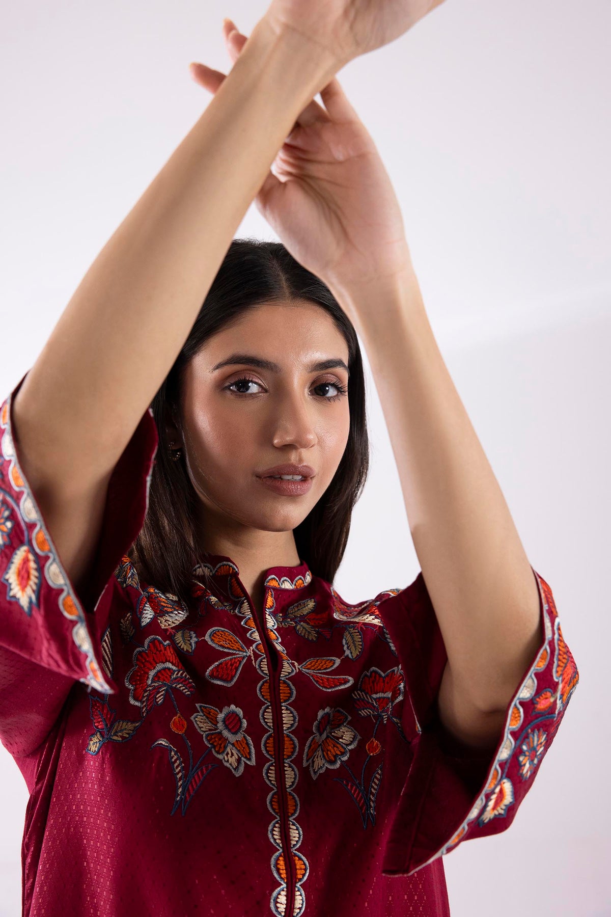 Stitched Dobby Viscose Embroidered + Bottom