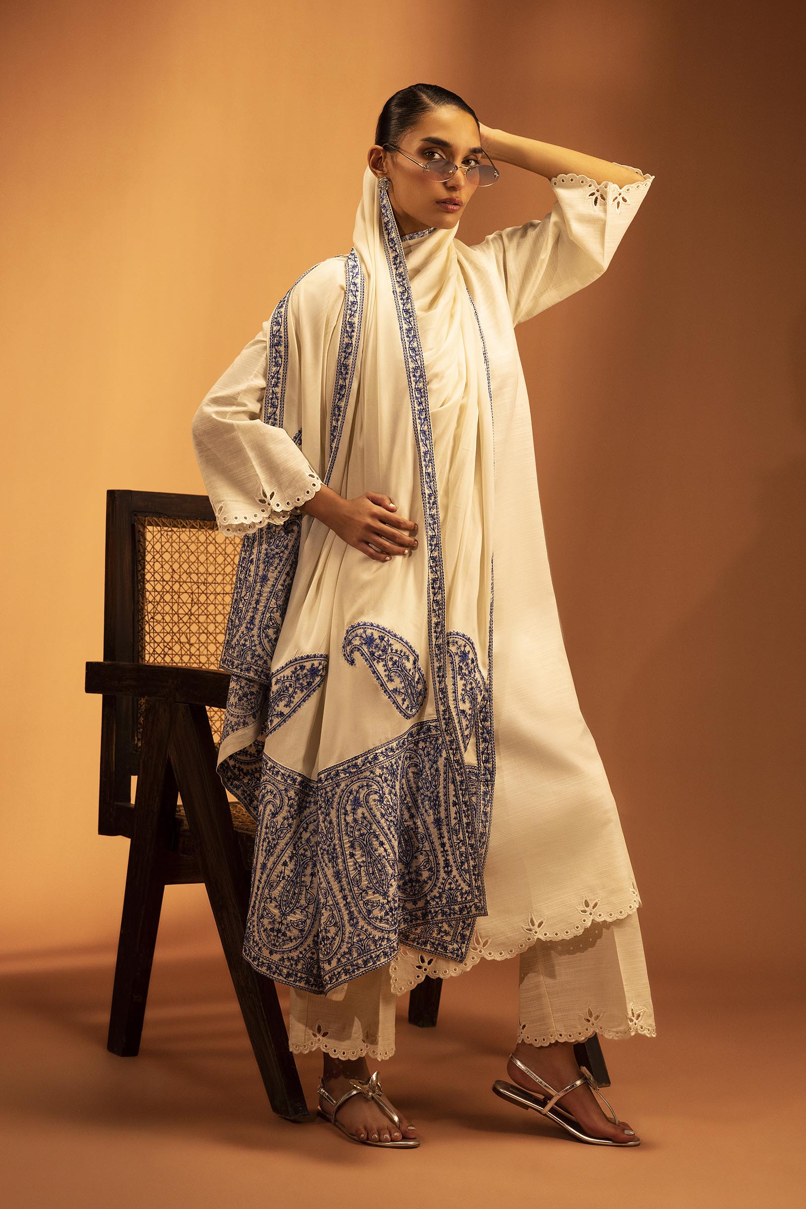 Stitched Embroidered Linen Shawl