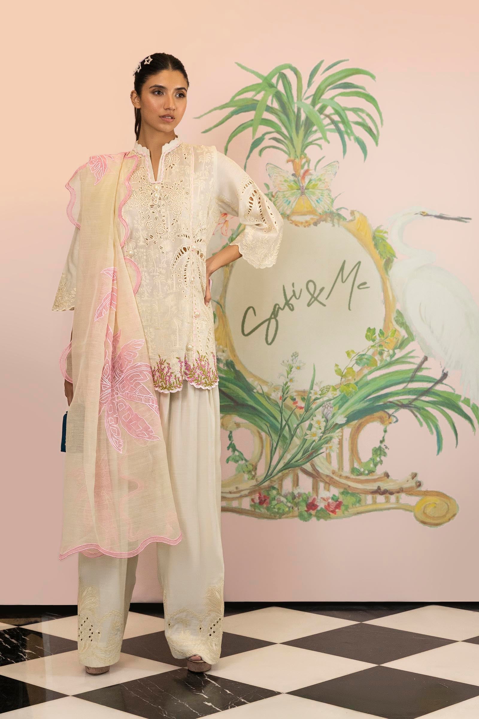Stitched Embroidered Swiss Cotton Shirt + Shalwar