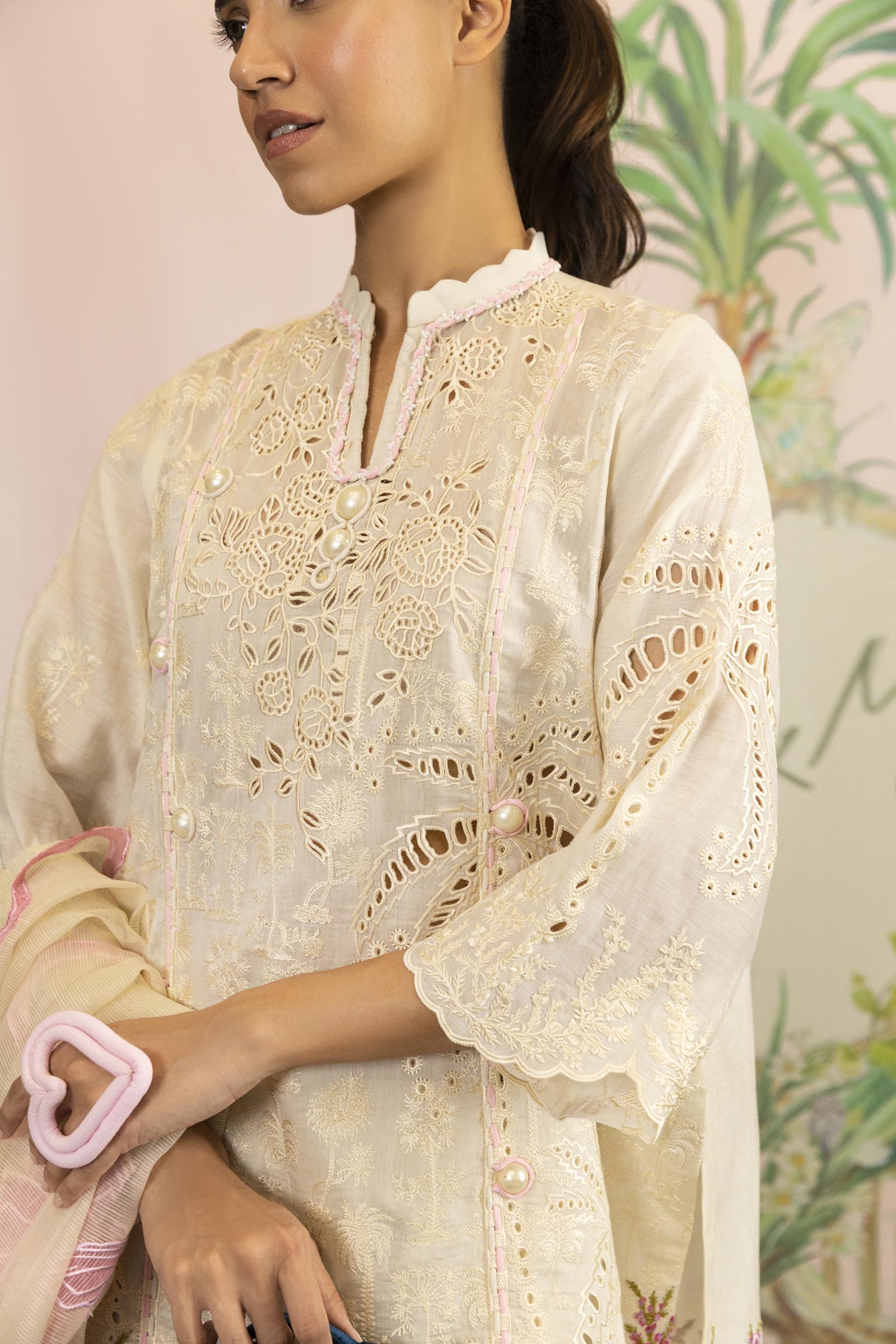 Stitched Embroidered Swiss Cotton Shirt + Shalwar
