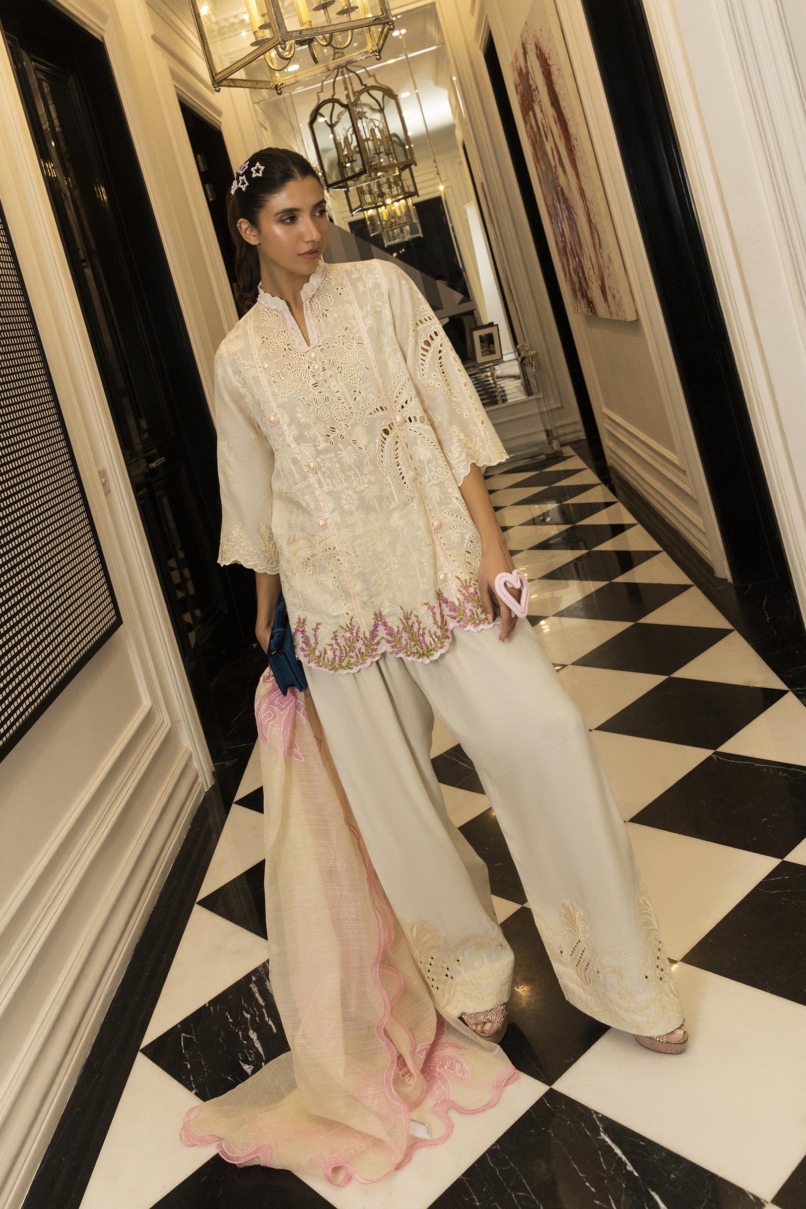 Stitched Embroidered Swiss Cotton Shirt + Shalwar