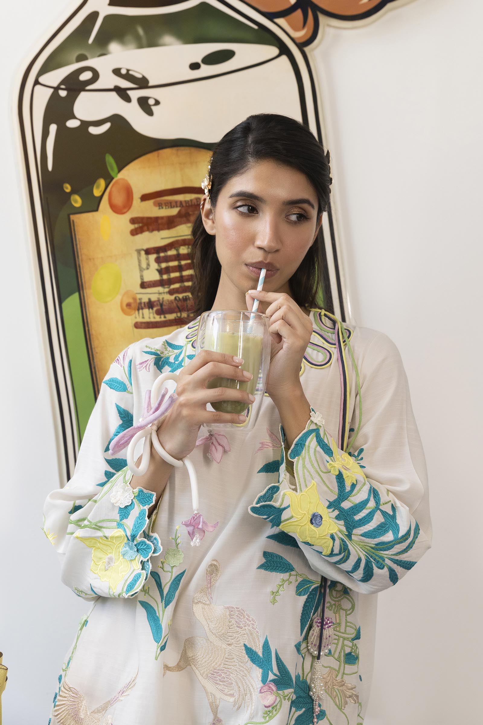 Stitched Embroidered Raw Silk Shirt + Shalwar