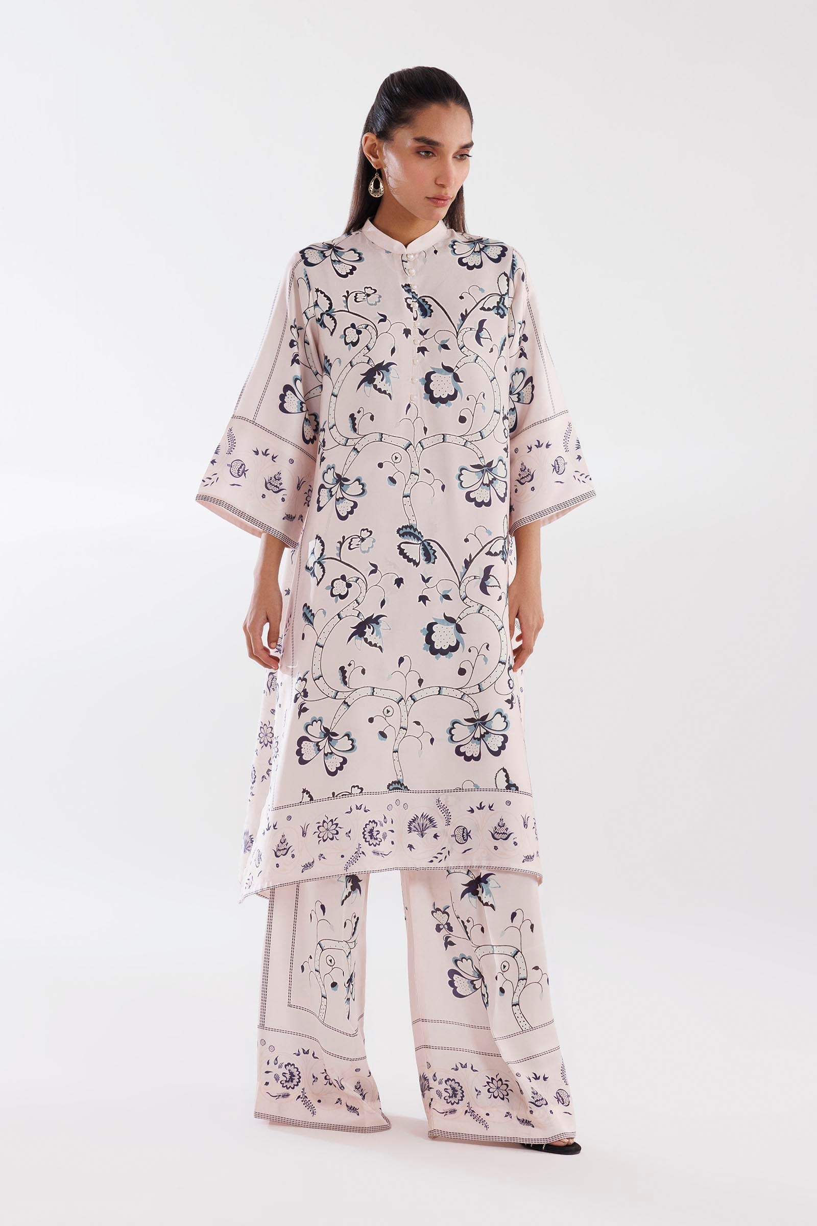 Stitched Satin Shirt + Culotte