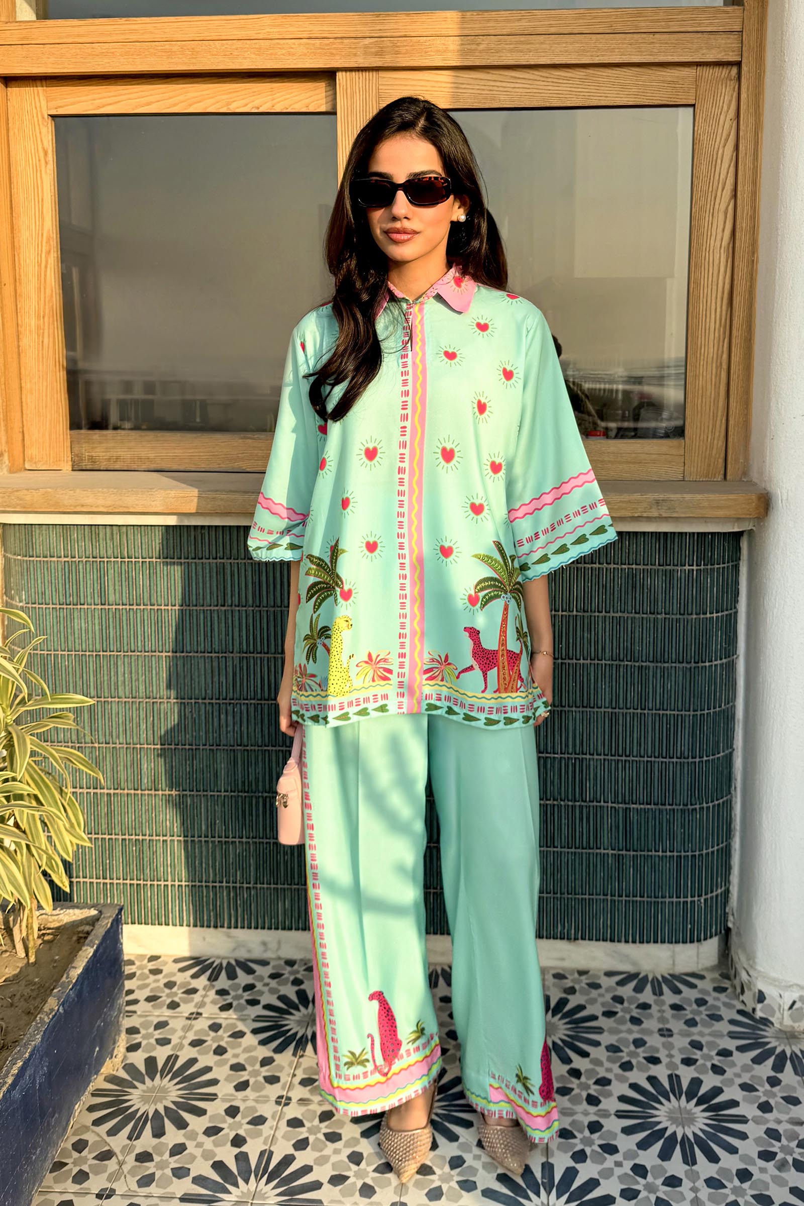 Stitched Printed Lawn West Shirt + Culotte