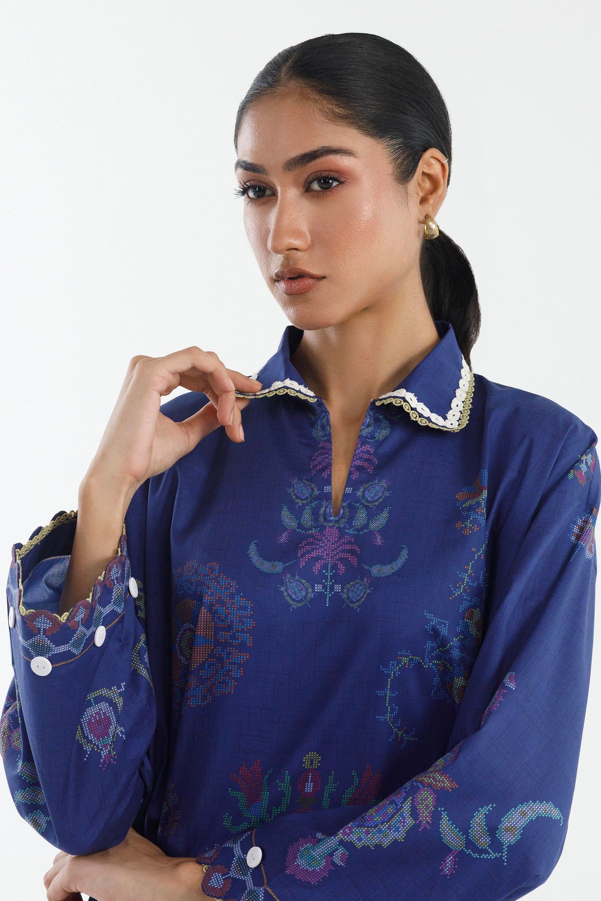 Stitched Printed Poplin Shirt+ Shalwar - 1000000096494