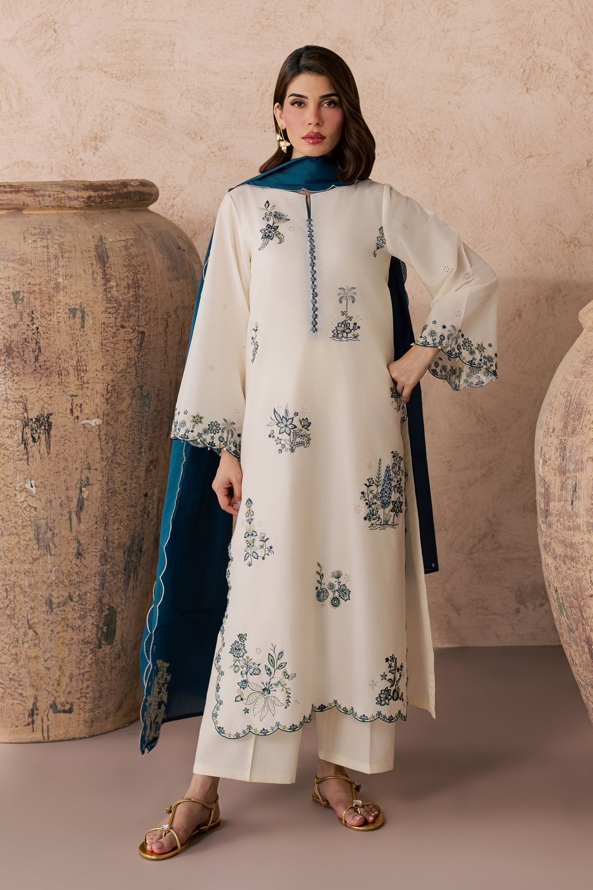 Fable 3Pc - Embroidered Lawn Dress