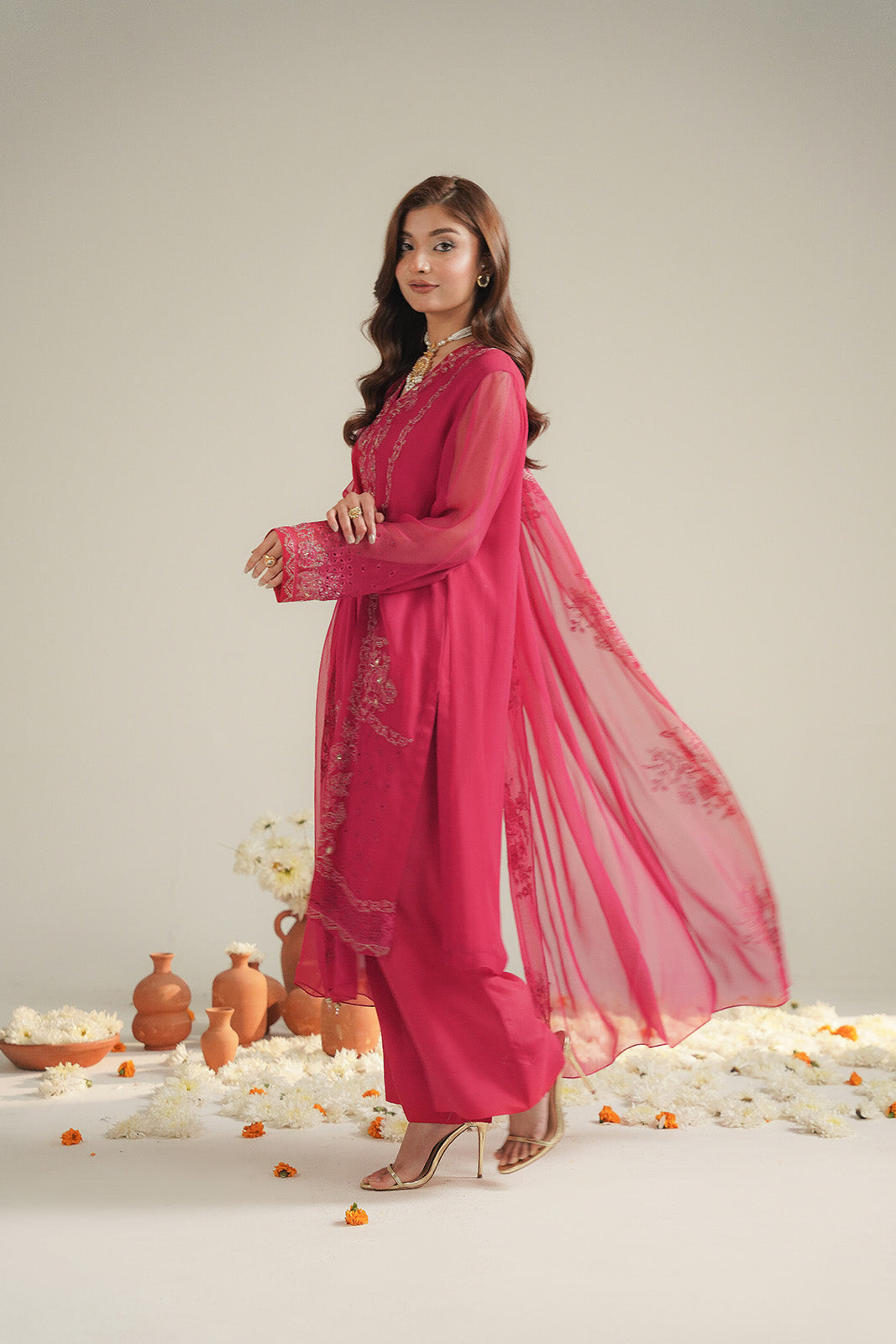 3 Piece Chiffon Embroidered Unstitched Suit (UF0041)