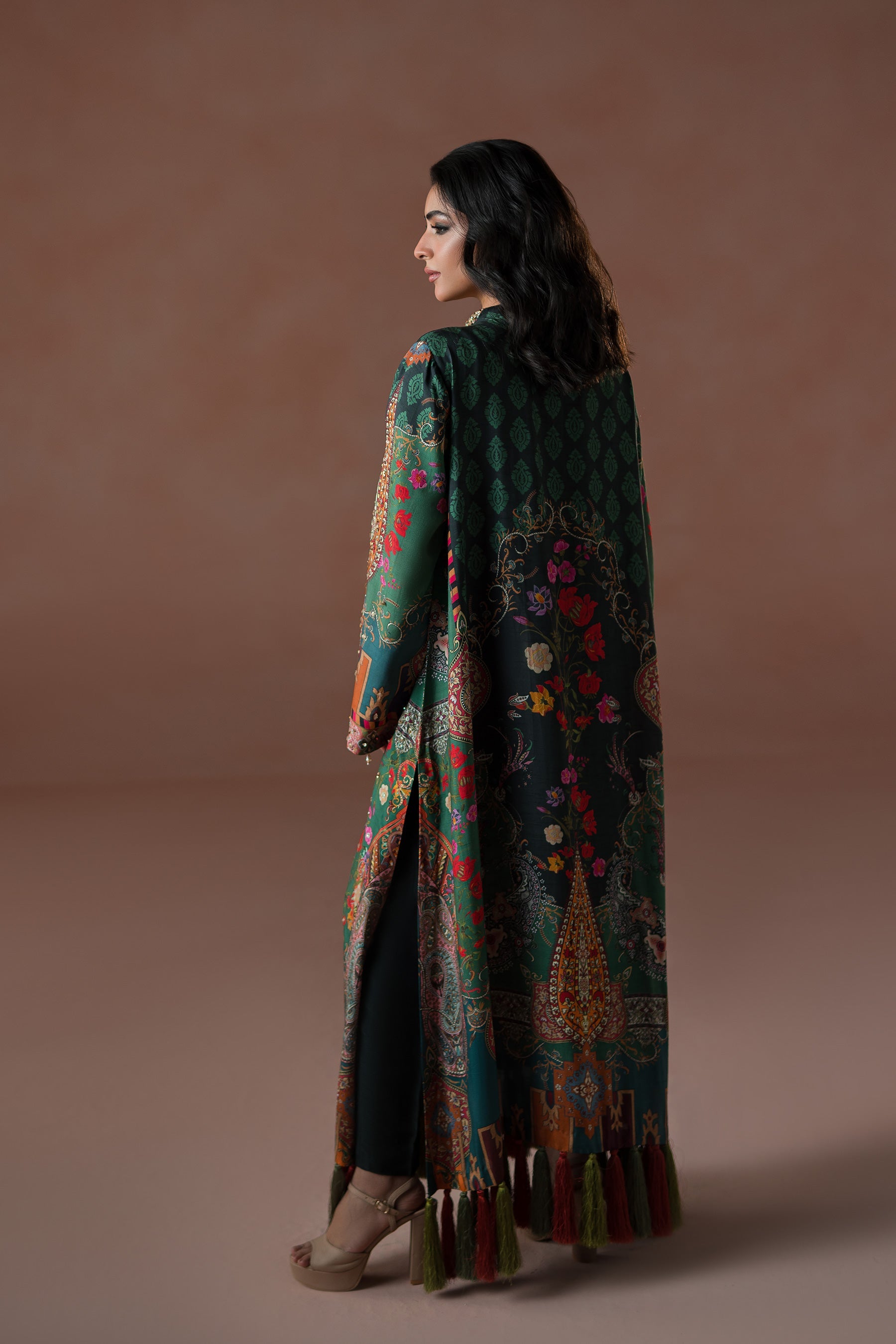 Forest Floral Tassel Kaftan Set (D-06)