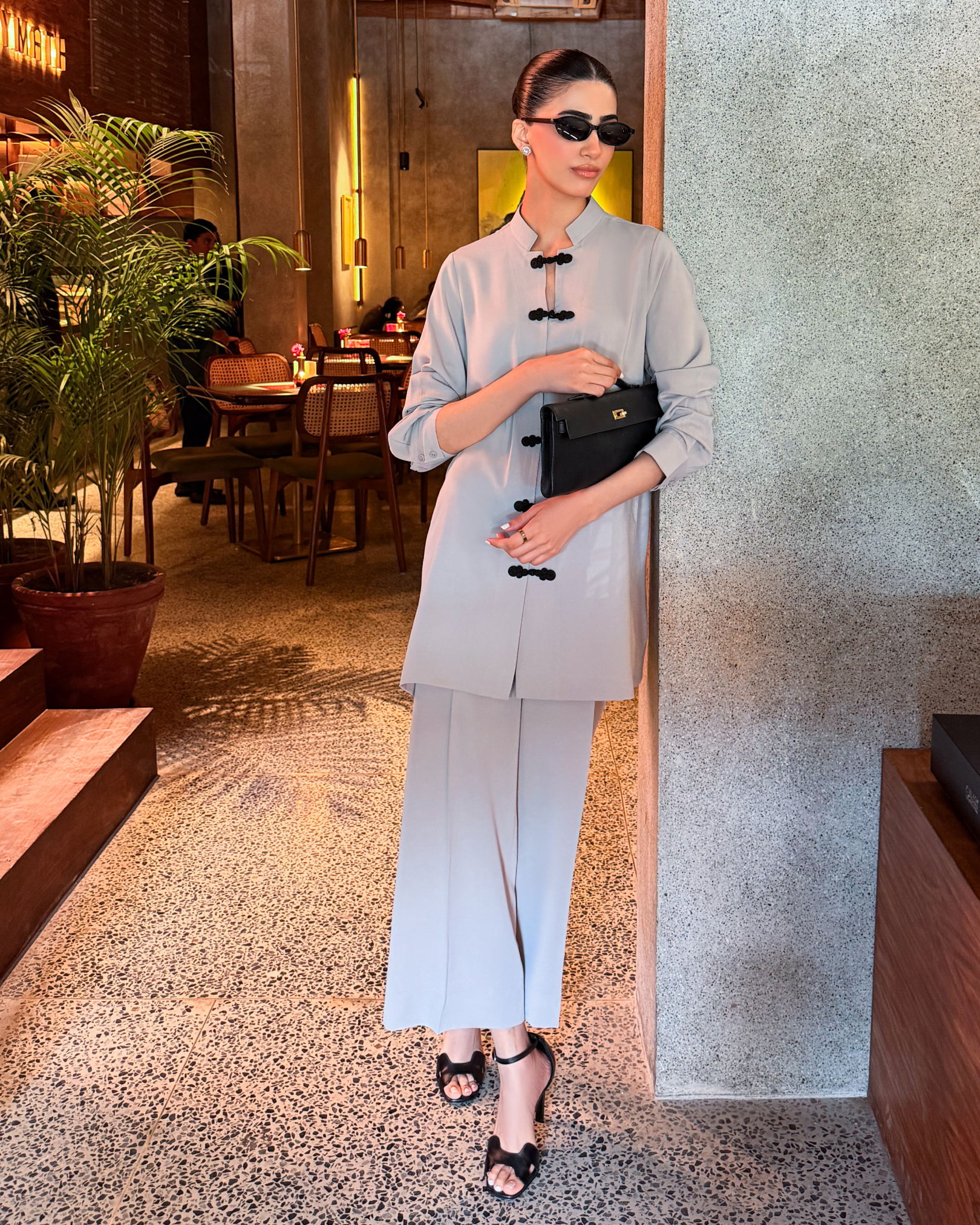 Mandarin Buttoned Set