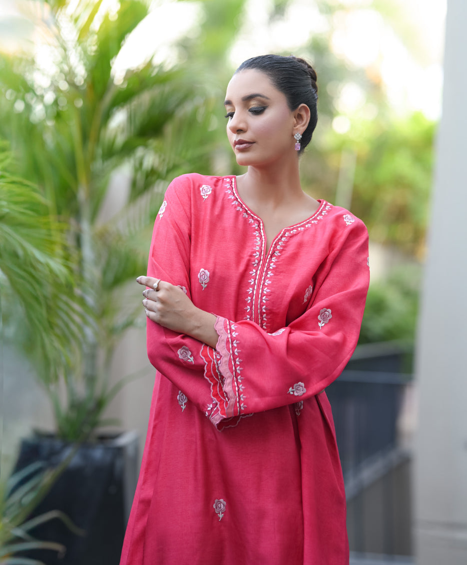 CBR 139 Fuchsia Bloom – Embroidered Kaftan