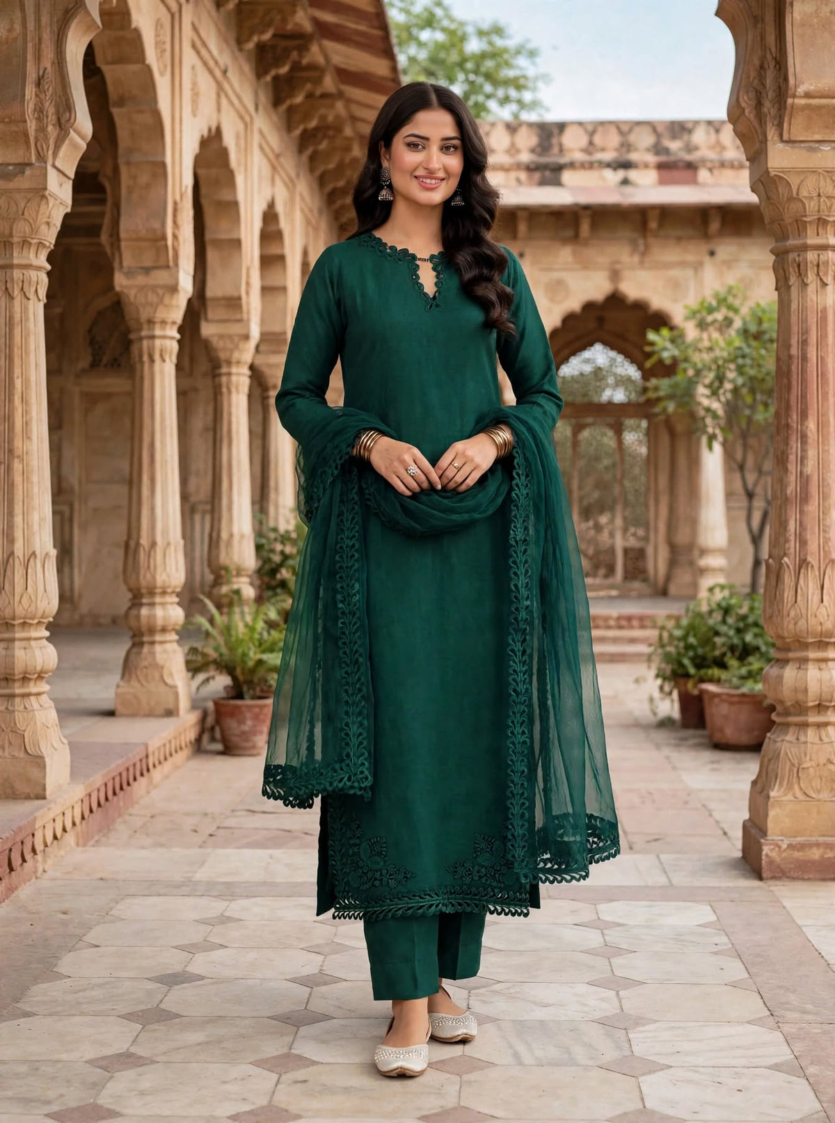 Green Elegance-3 pcs women suit