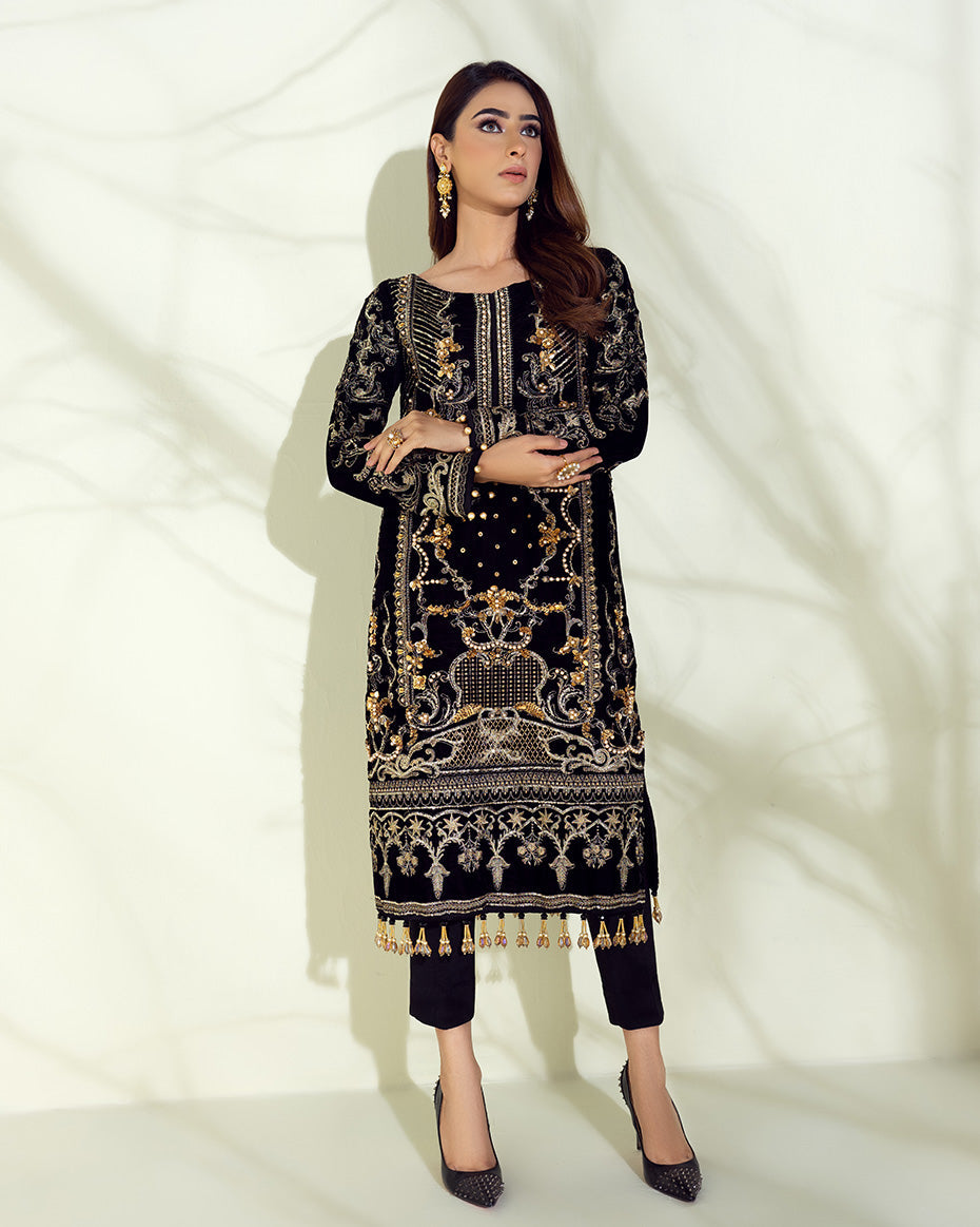Perles Embroidered Velvet 2 Piece Suit GV-01