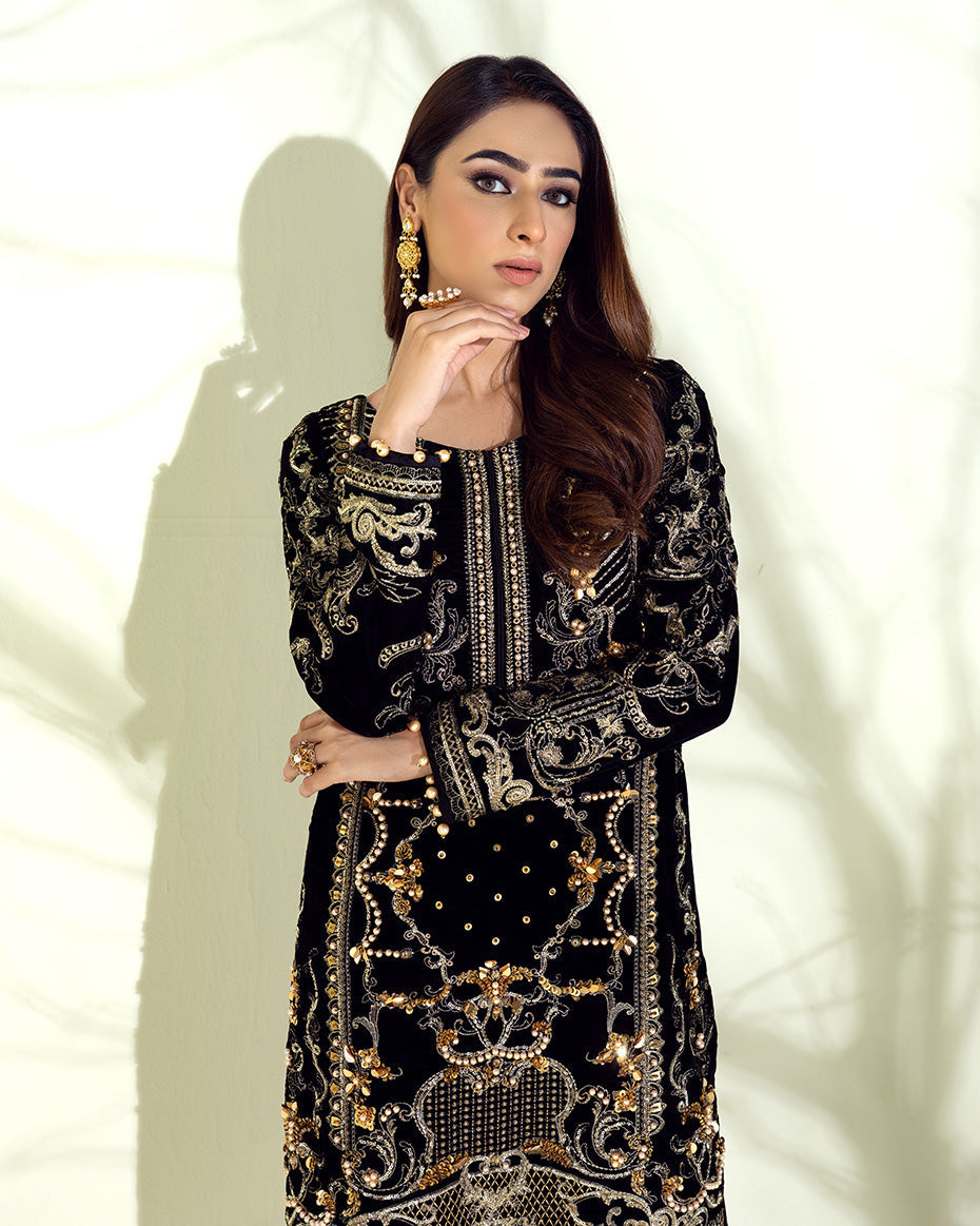 Perles Embroidered Velvet 2 Piece Suit GV-01