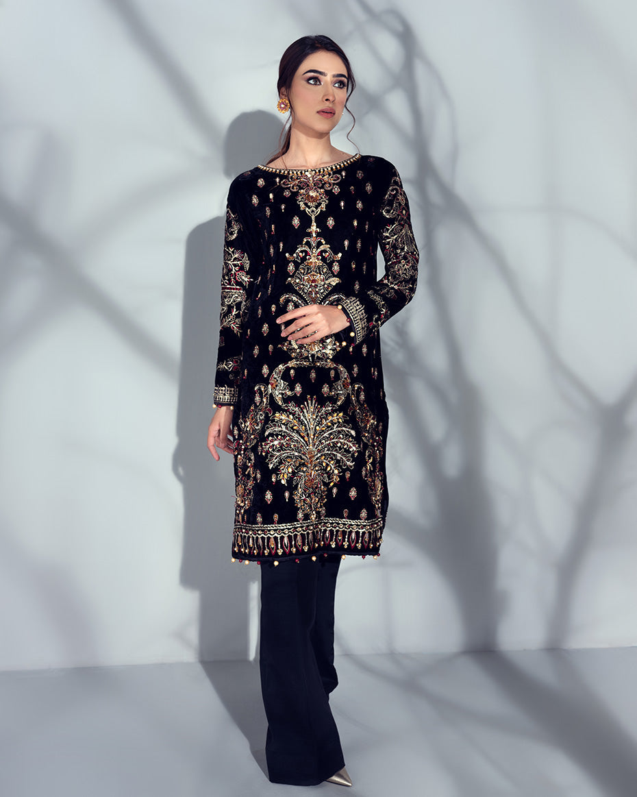 Sirene Embroidered Velvet 2-Piece Suit GV-05