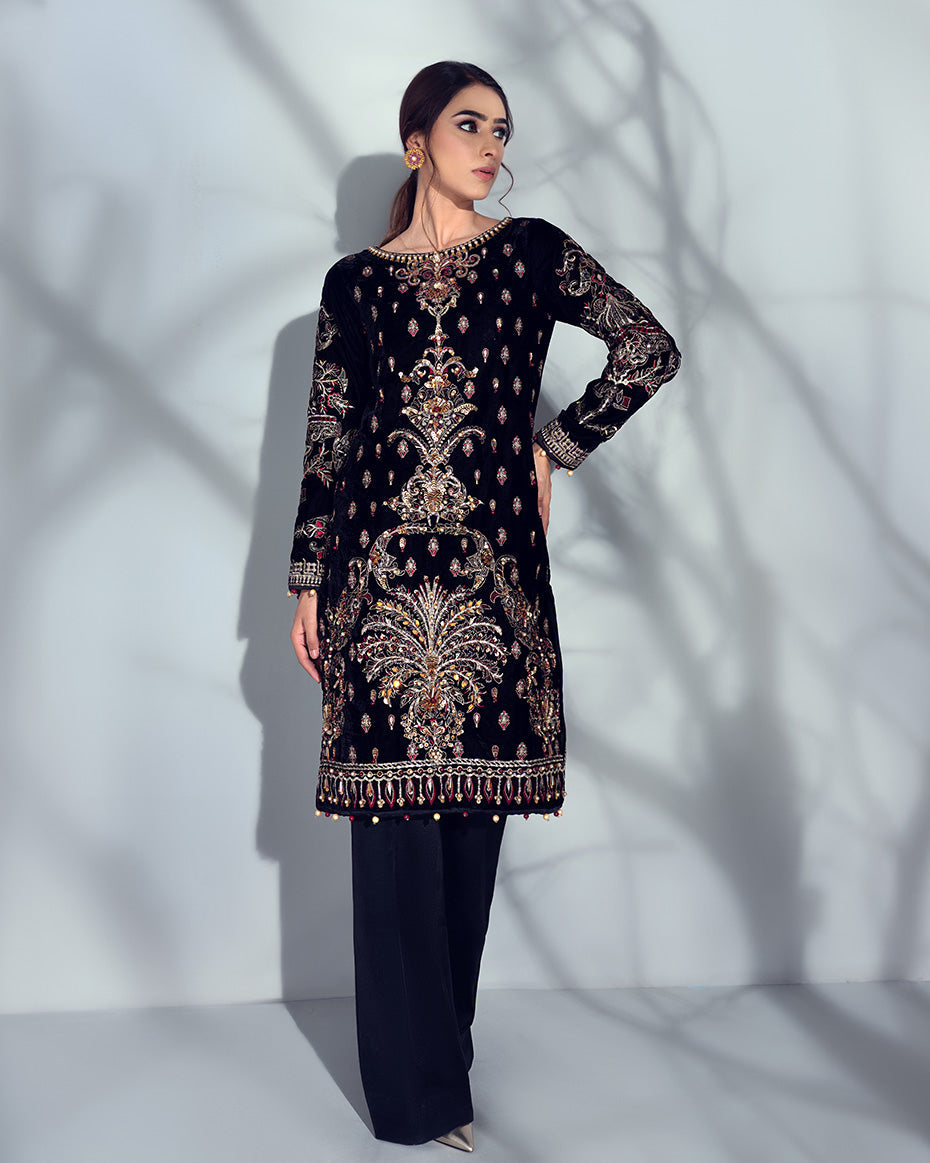Sirene Embroidered Velvet 2-Piece Suit GV-05