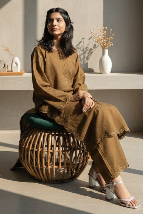 Golden Moss 2-piece khaddar ready to wear casual wear for women