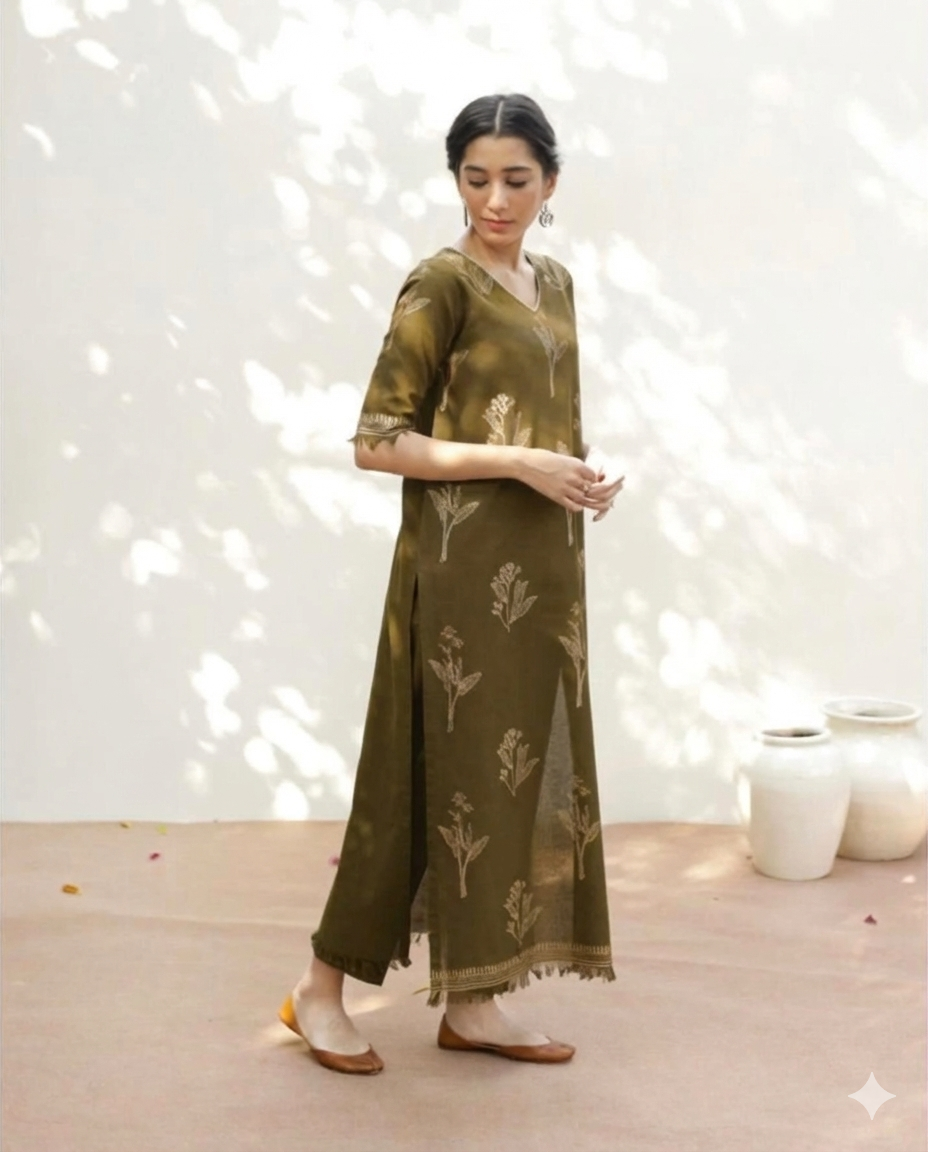 Green Aura 3-Piece Stitched Suit