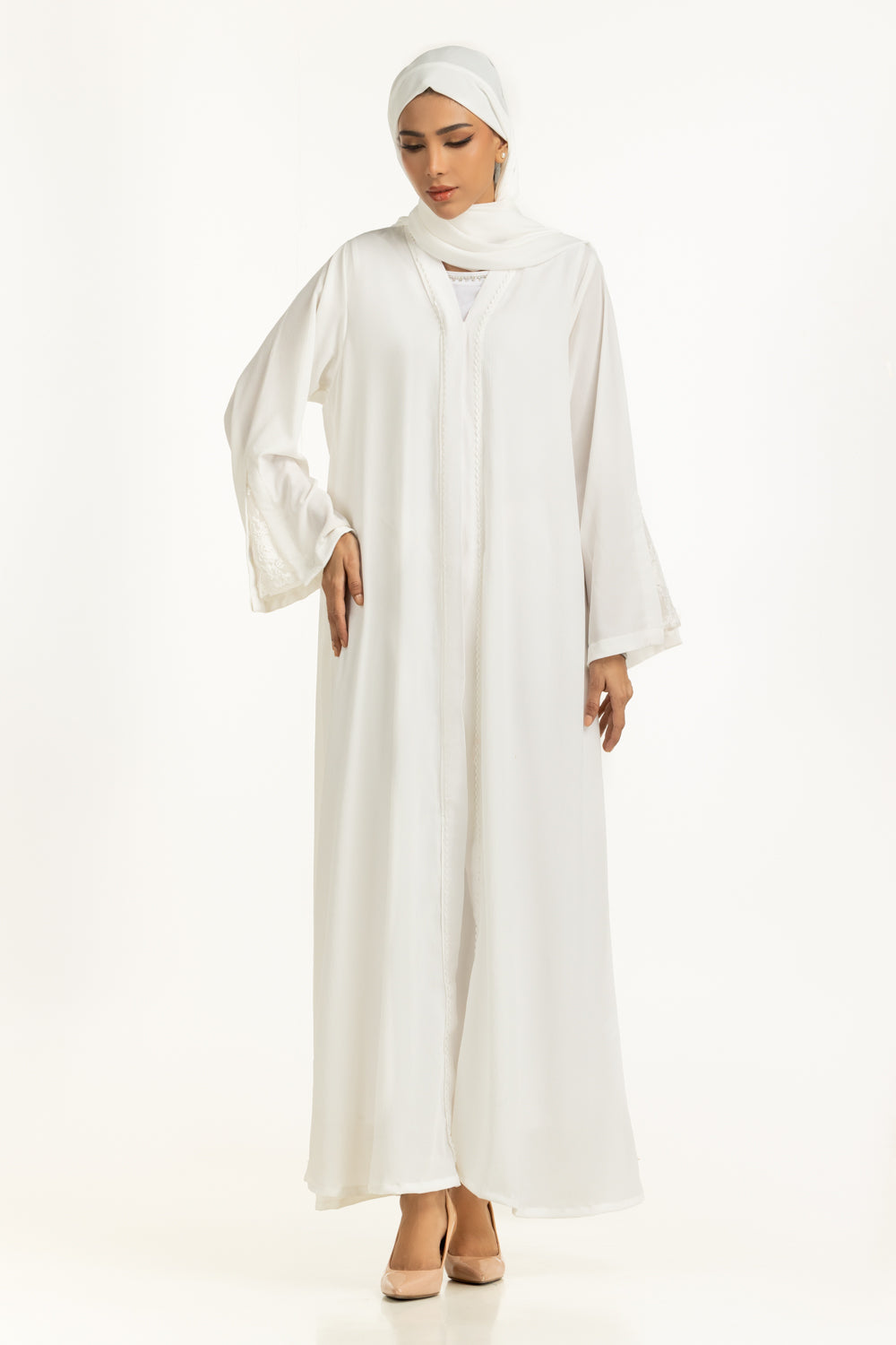 Georgette Embellished Abaya With Scarf