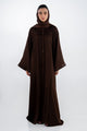 Georgette Embellished Abaya With Stripe Chiffon Scarf
