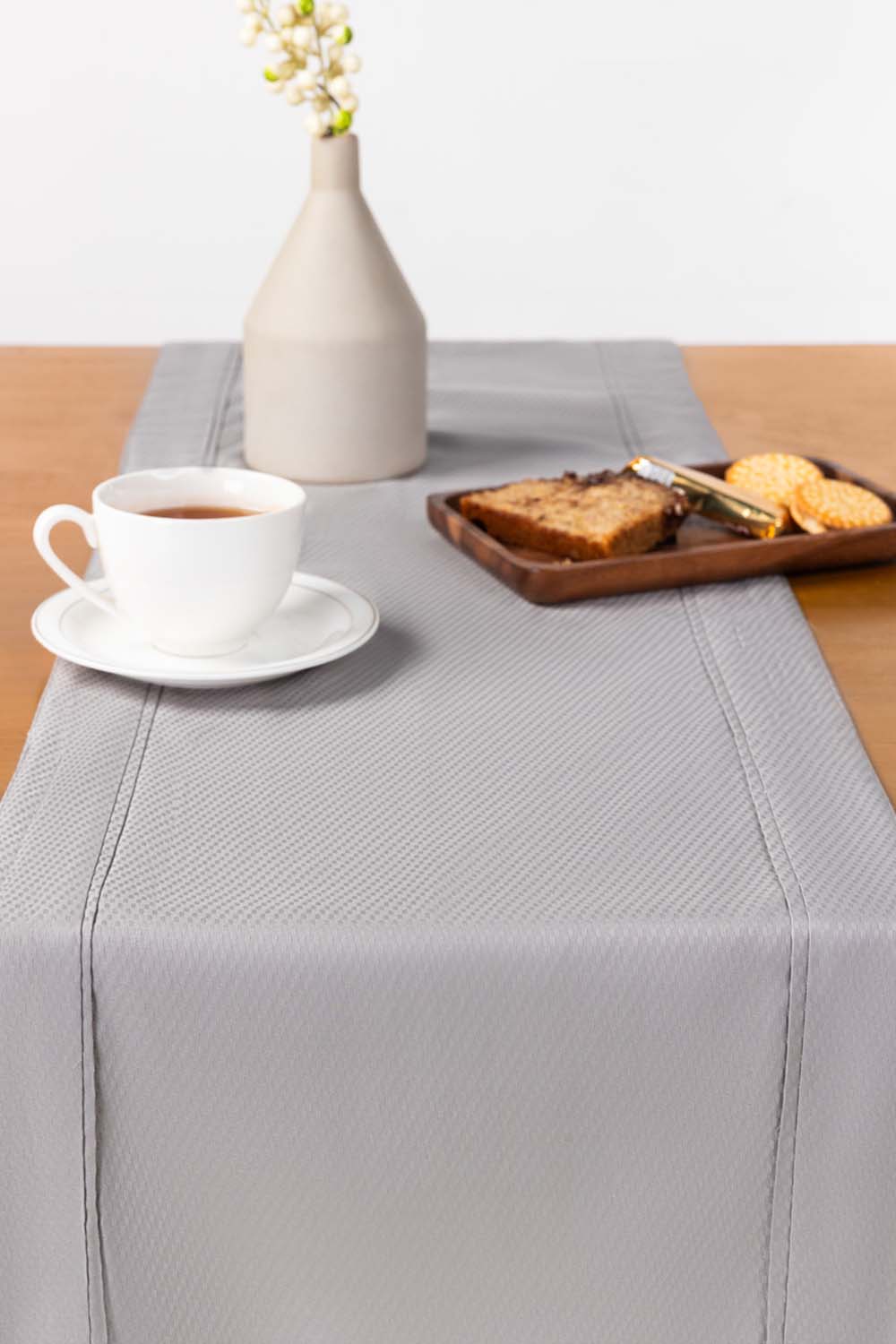 Grey Cube Dobby Table Runner