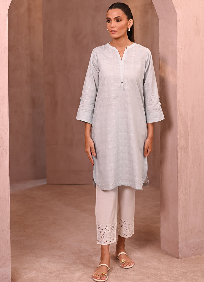 Light Grey Jacquard Kurta14832