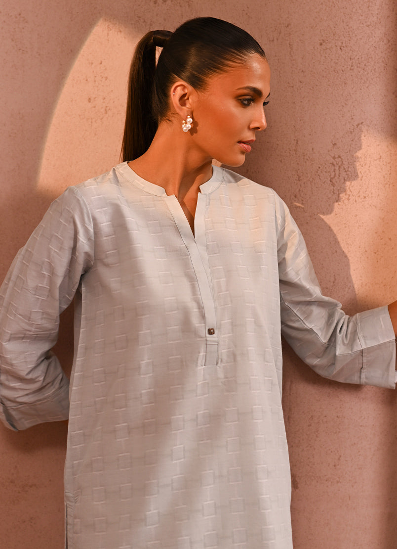 Light Grey Jacquard Kurta14832