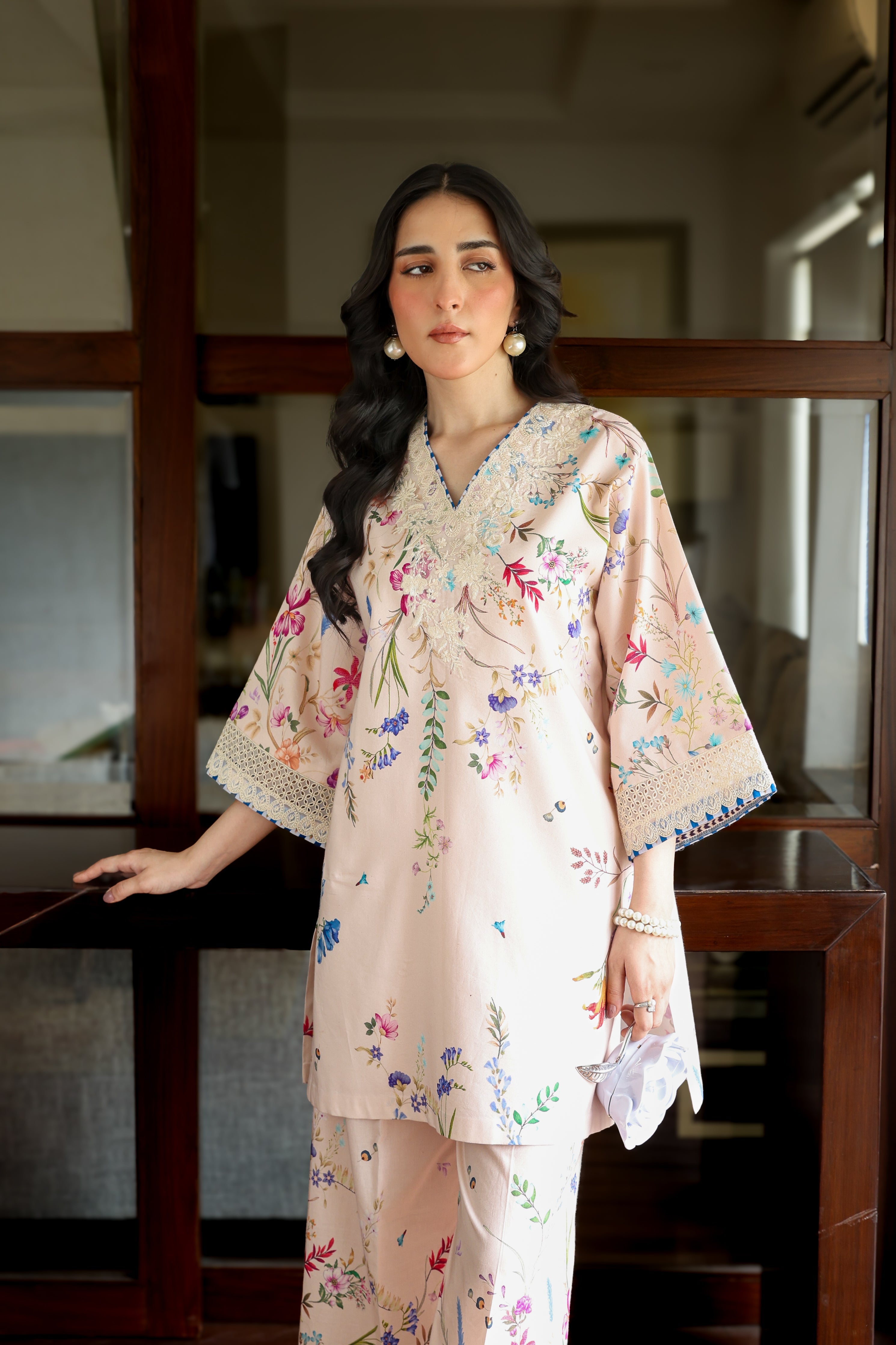 BLUSH PINK LILY LUXURY PRINTED & EMBROIDERED 2PCS SET (NPA2-25312)-READY TO WEAR