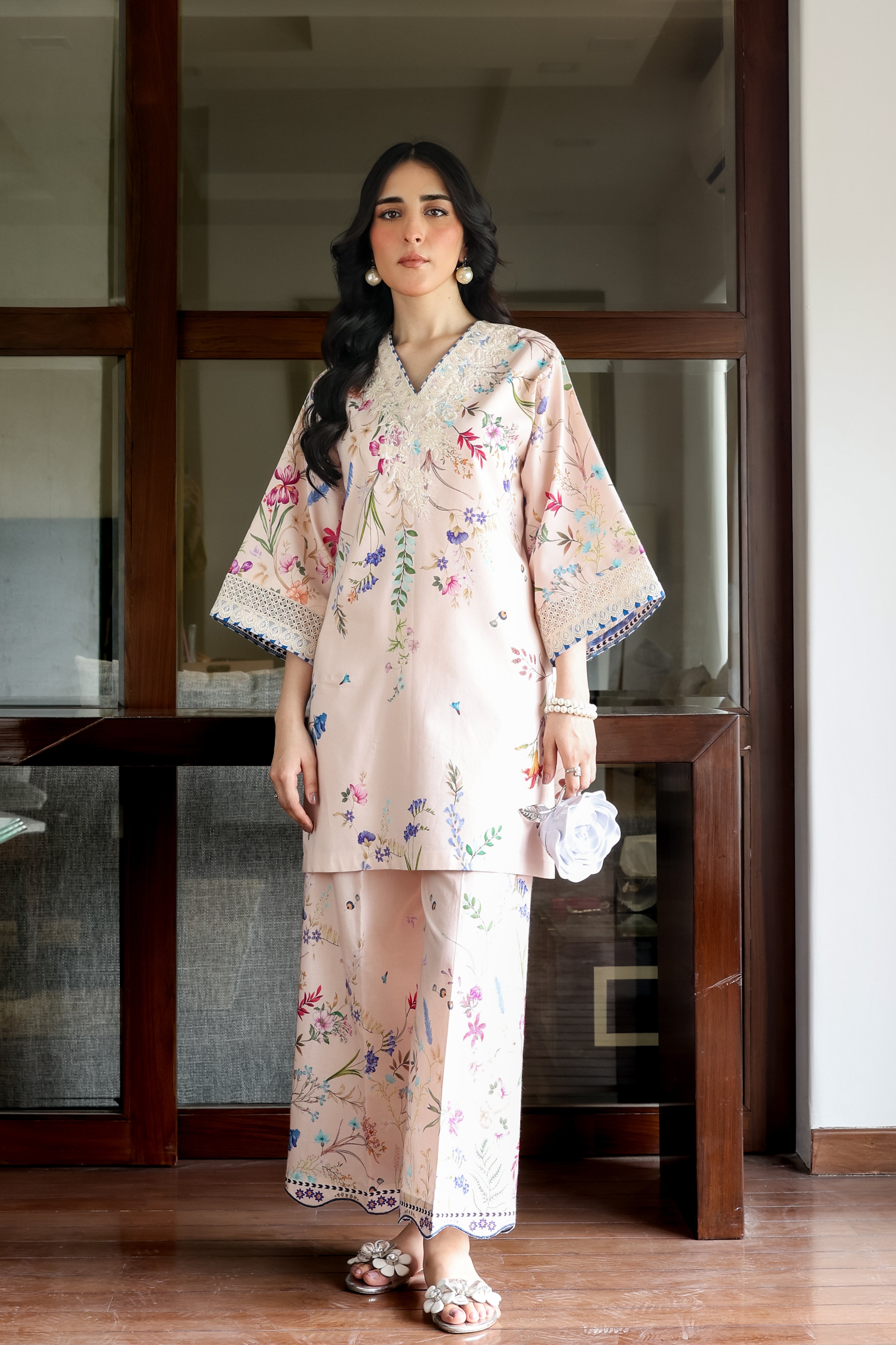 BLUSH PINK LILY LUXURY PRINTED & EMBROIDERED 2PCS SET (NPA2-25312)-READY TO WEAR