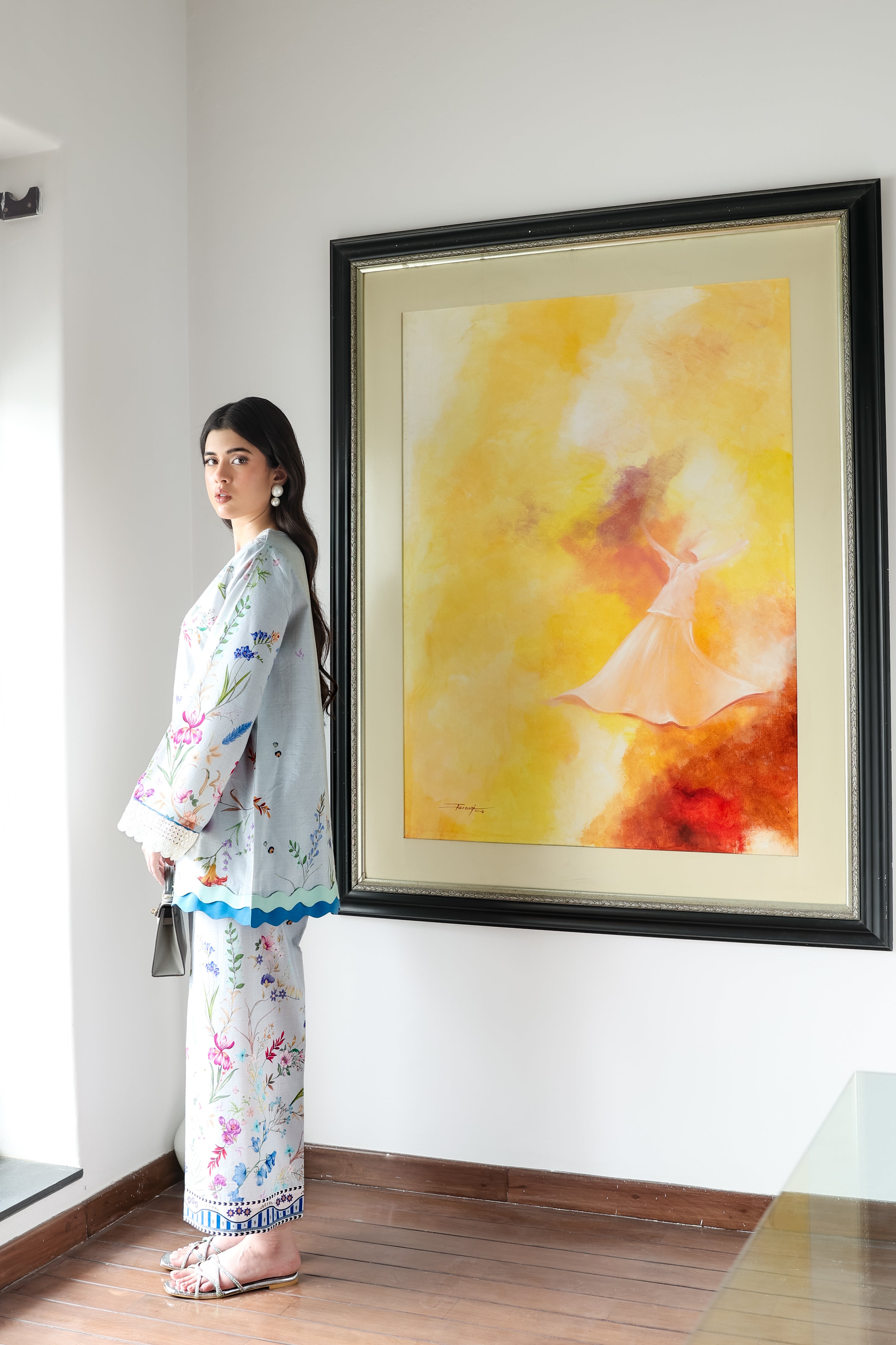 ICE BLUE LILY SET LUXURY PRINTED & EMBROIDERED (NPA2-25313) 2PCS SET READY TO WEAR