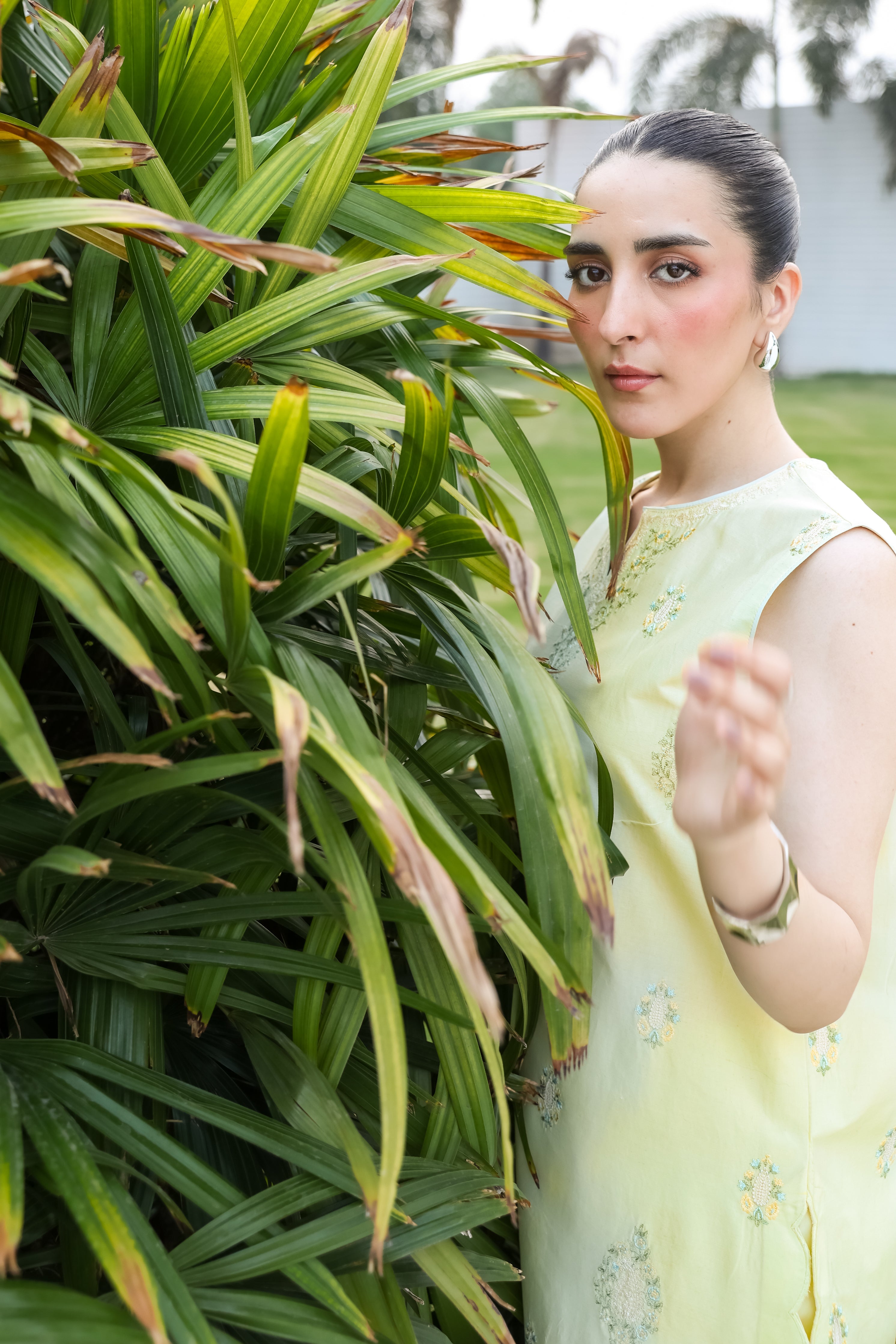 LIME YELLOW LUXURY EMBROIDERED 2PCS SET (NPA2-25304) - READY TO WEAR