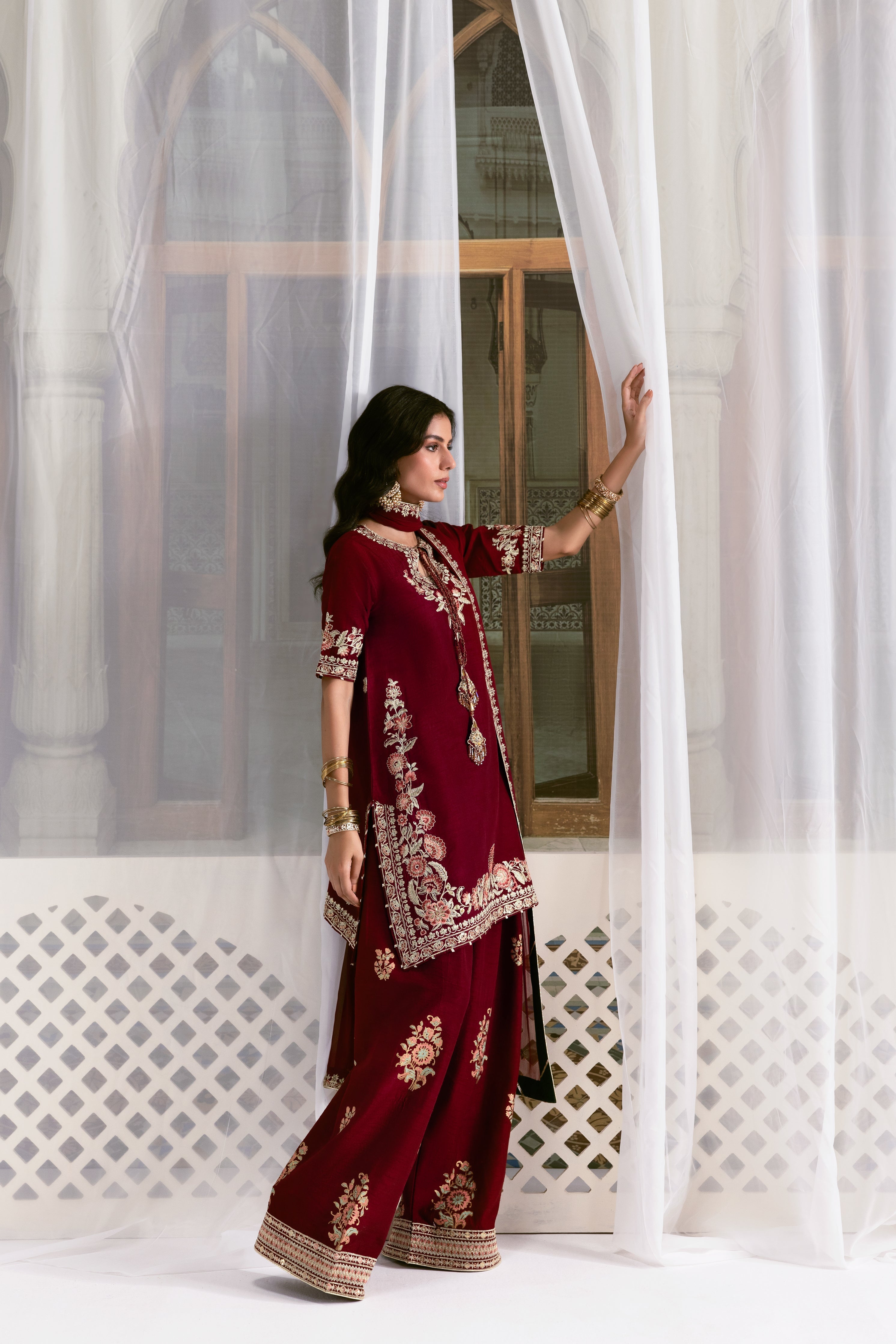 MAROON FARSHI LUXURY WEDDING EDIT 2025 (NPA3-25435)-TAKING ORDERS FOR SEPEMBER 2026
