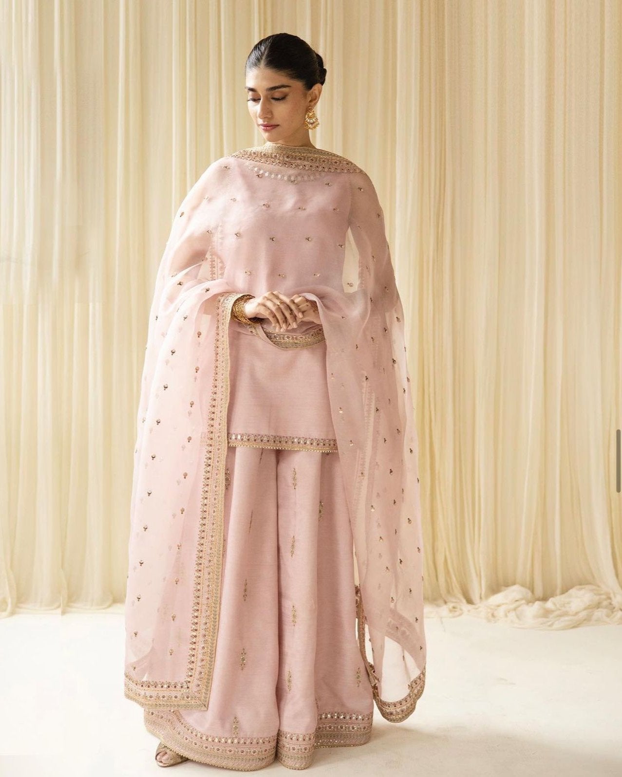 Pink Majesty Sharara Suit | Blush Pink Premium Lawn 3 Piece
