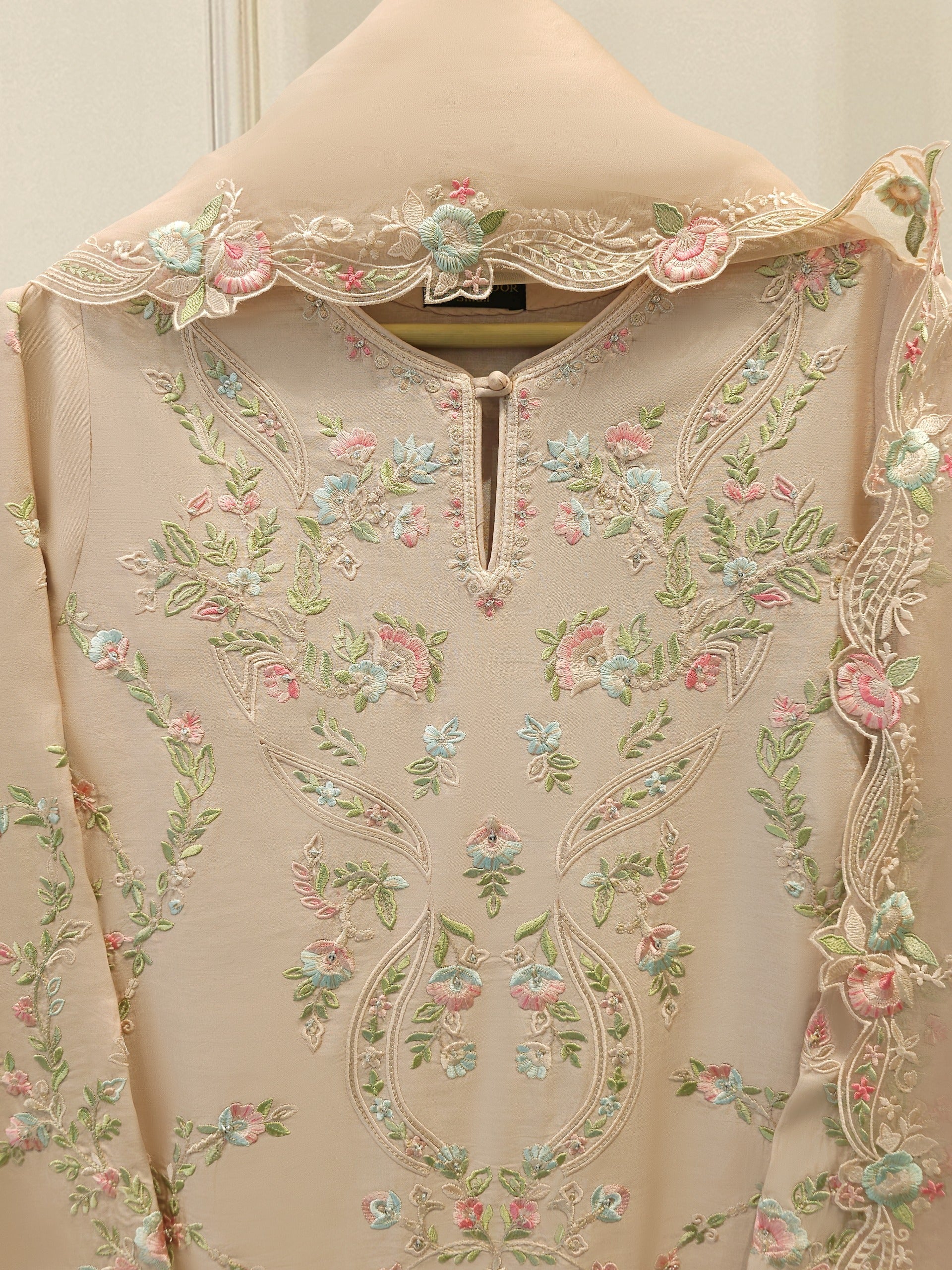 3 Piece- Pure Khadi Silk Embroidered Suit S112026