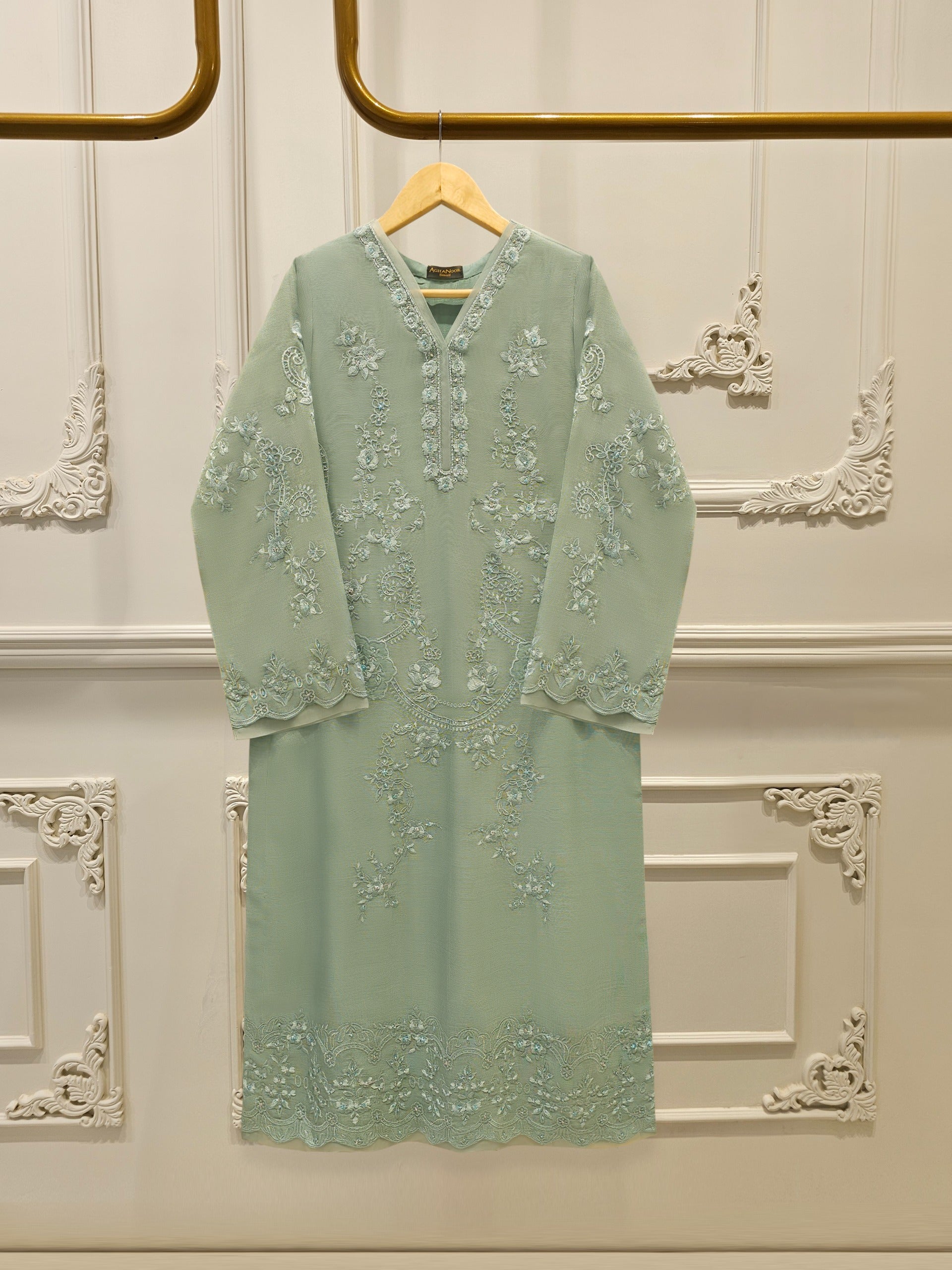 2 Piece - Pure Embroidered Cotton Net Suit S112367