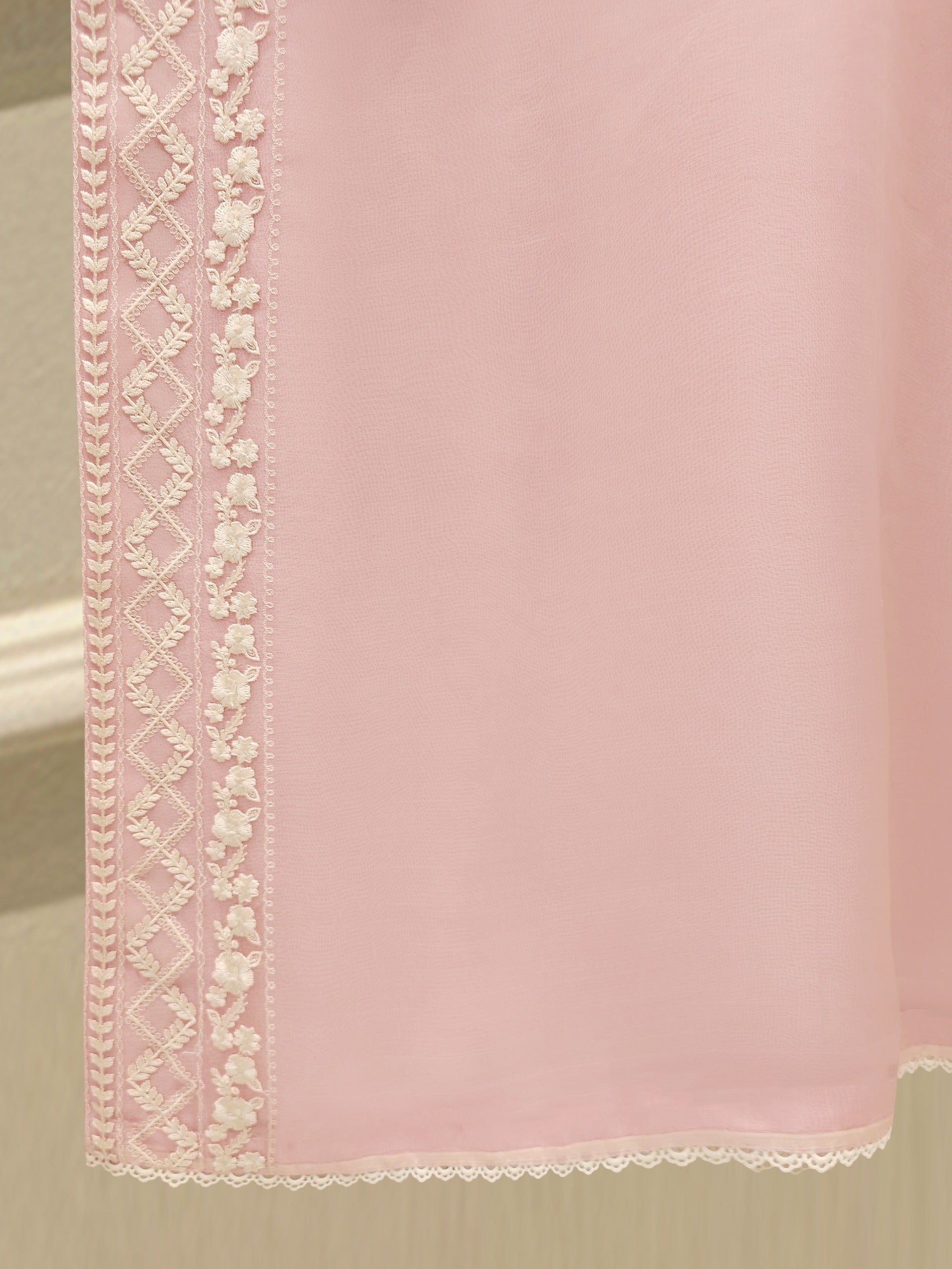 3 Piece - Pure Organza Embroidered Suit S112449