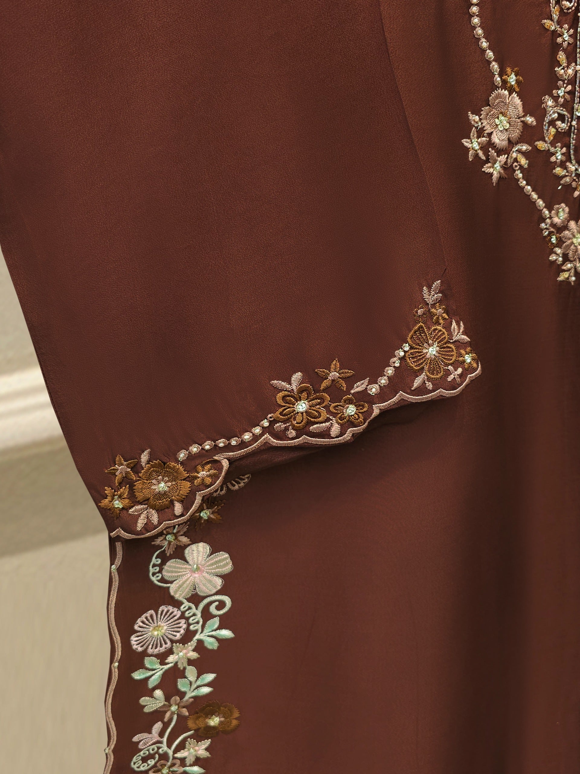 3 Piece- Pure Embroidered Sheesha Silk Suit S112969