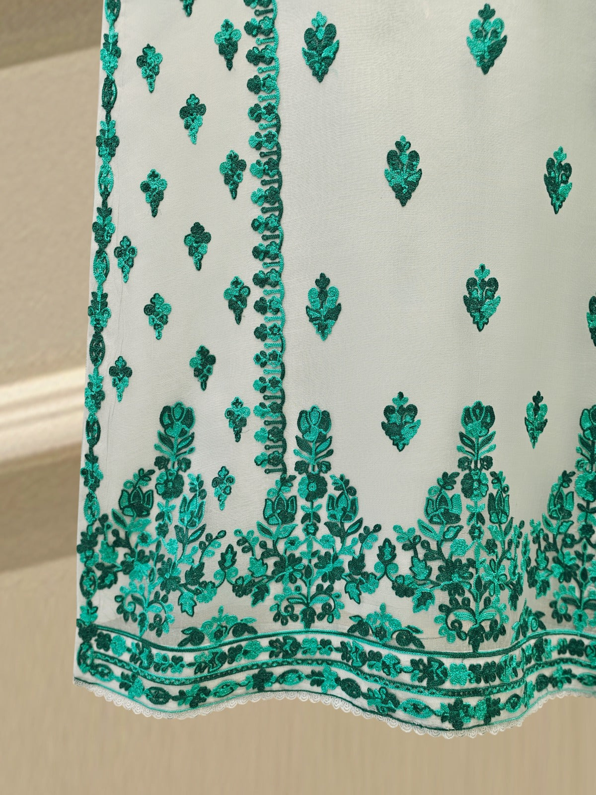 3 Piece - Pure Organza Embroidered Suit S112981
