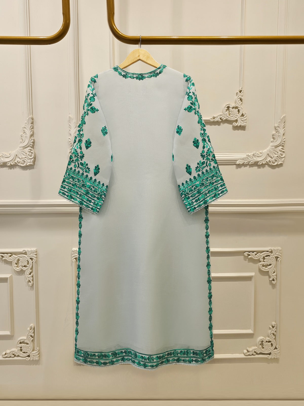 3 Piece - Pure Organza Embroidered Suit S112981