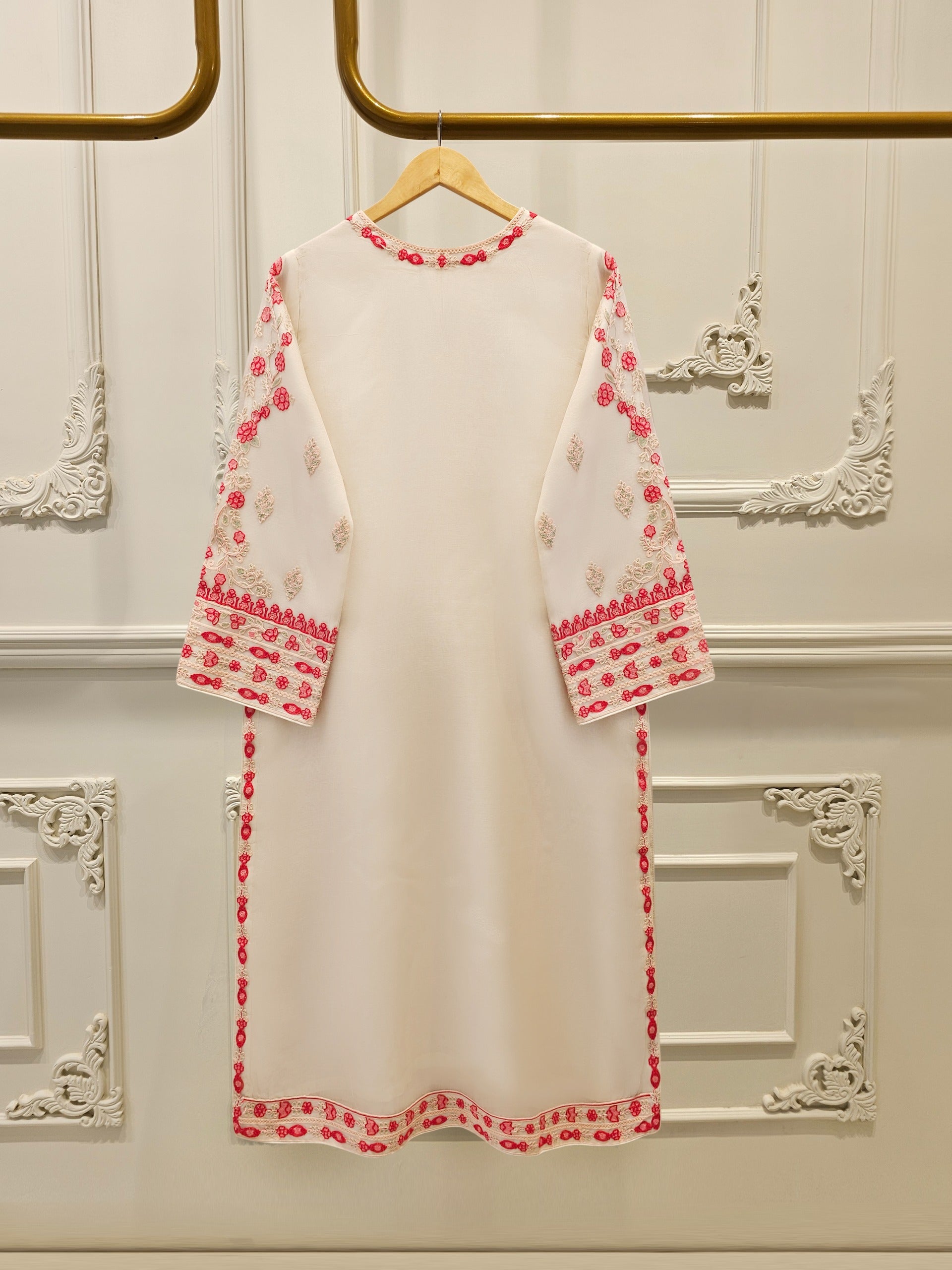 3 Piece - Pure Organza Embroidered Suit S113025
