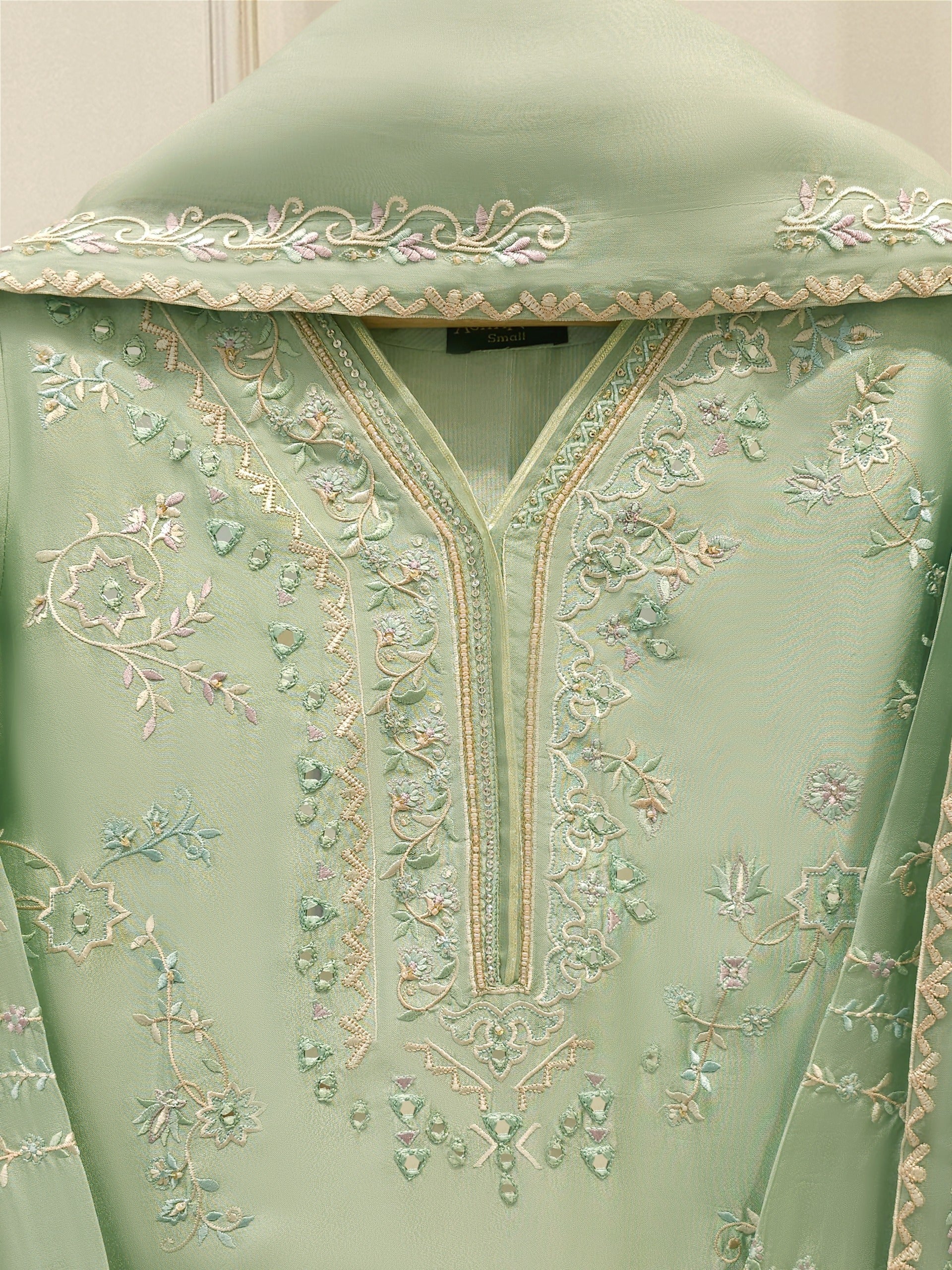 3 Piece- Pure Sheesha Silk Embroidered Suit S113037