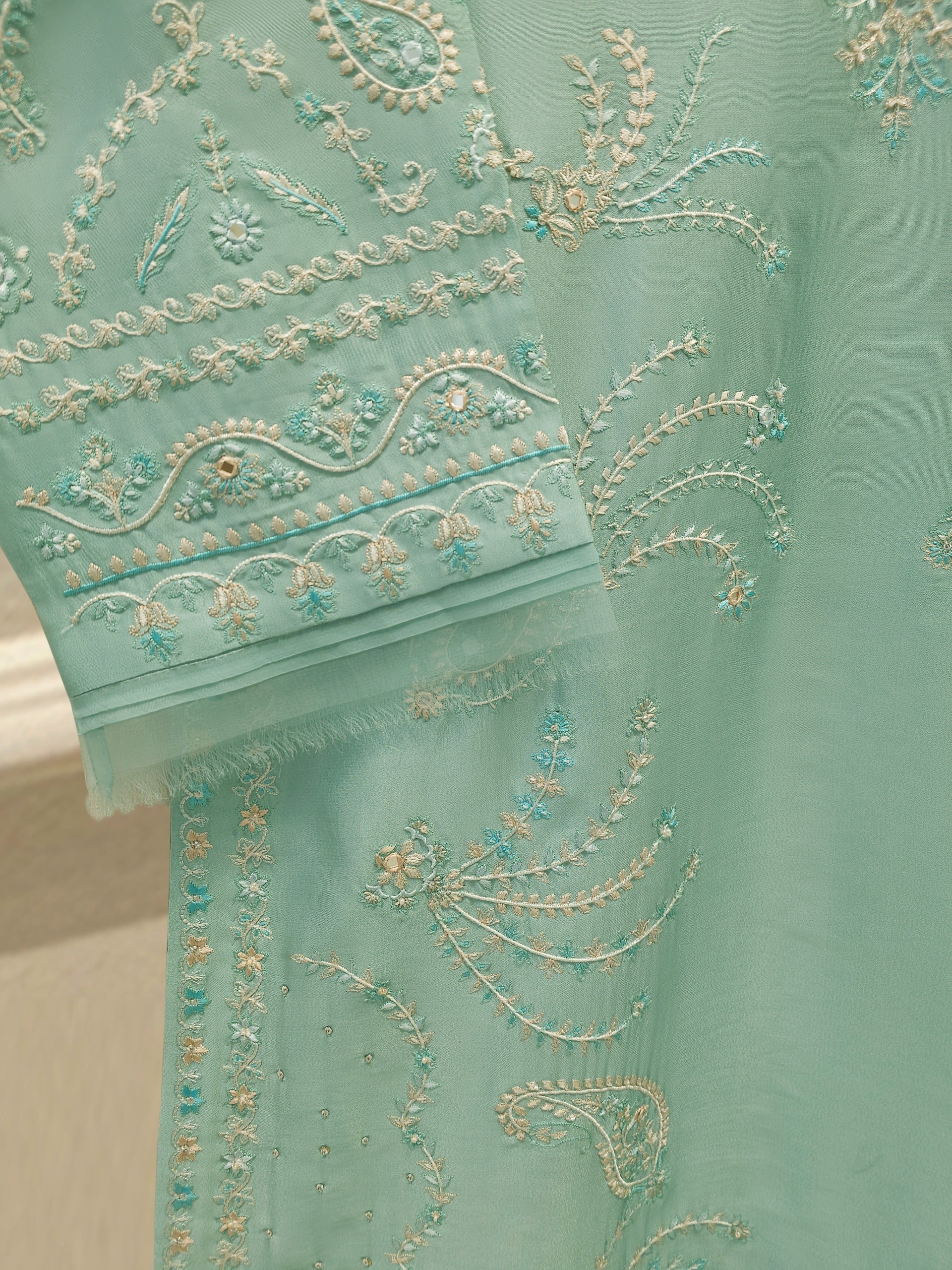 2 Piece- Pure Embroidered Sheesha Silk Suit S113047