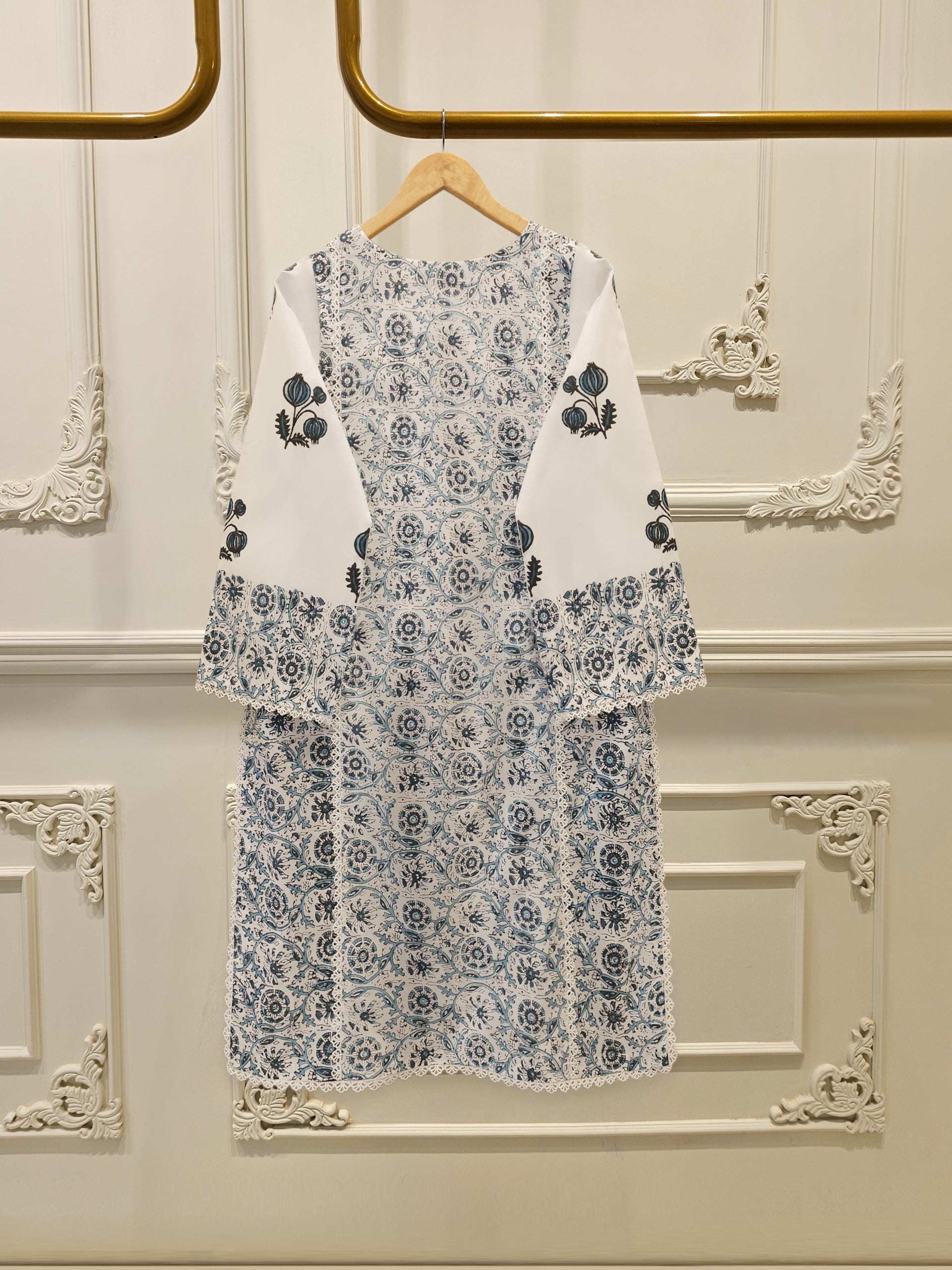 2 Piece - Hand Block Printed Kora Cotton Suit S113050