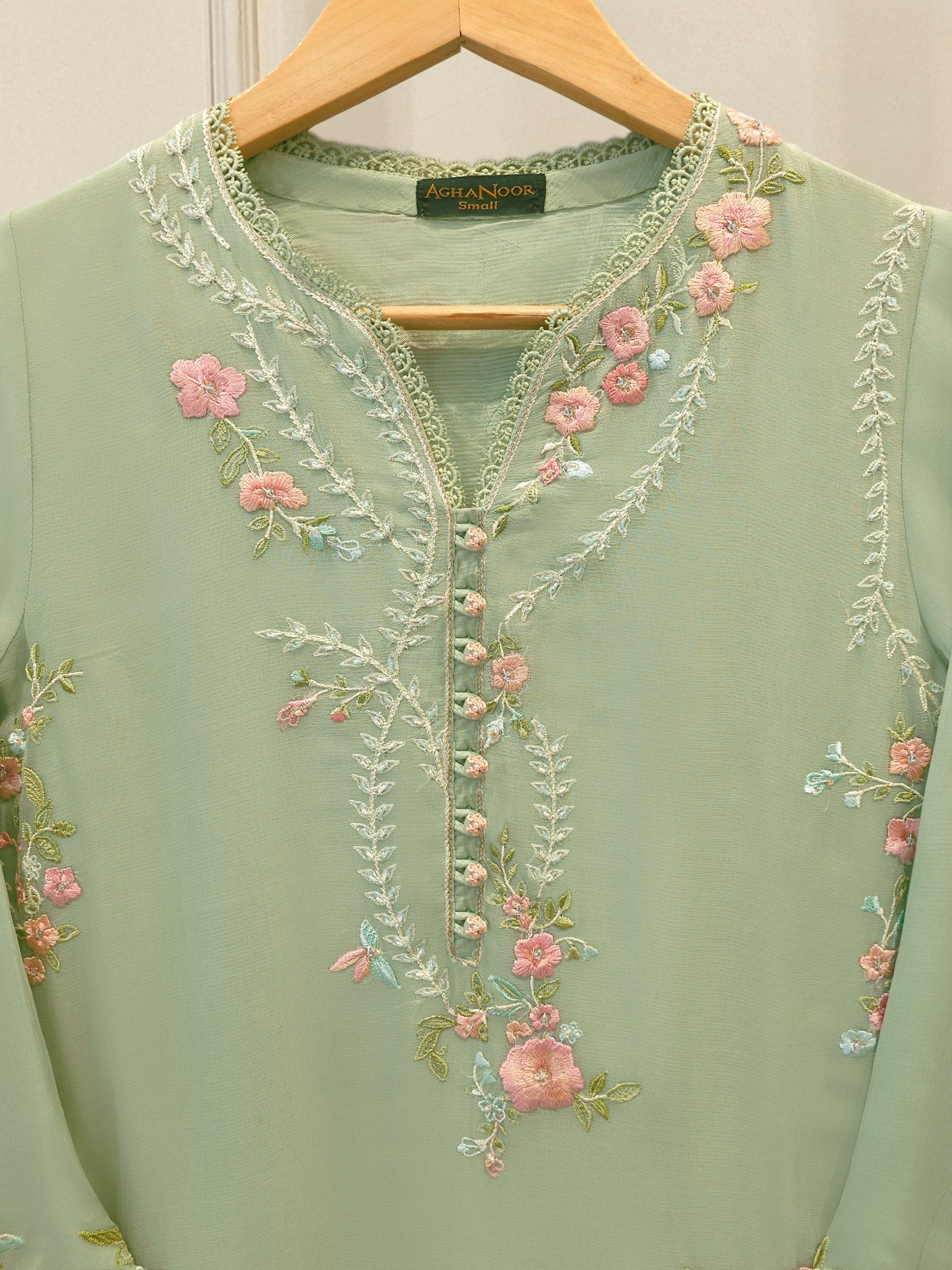 2 Piece - Pure Chiffon Embroidered Suit S113138