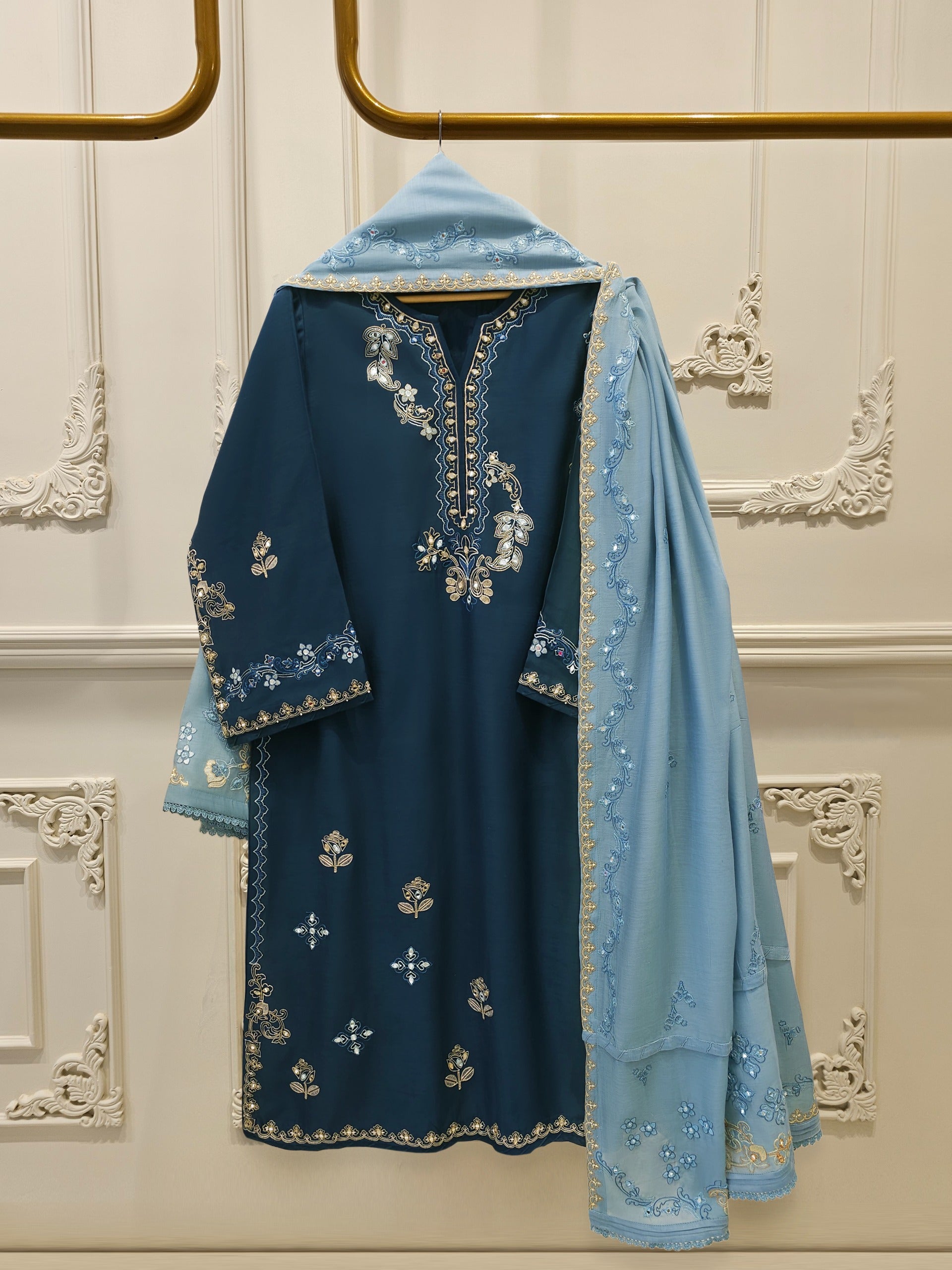 3 Piece - Embroidered Kora Cotton Suit S113164