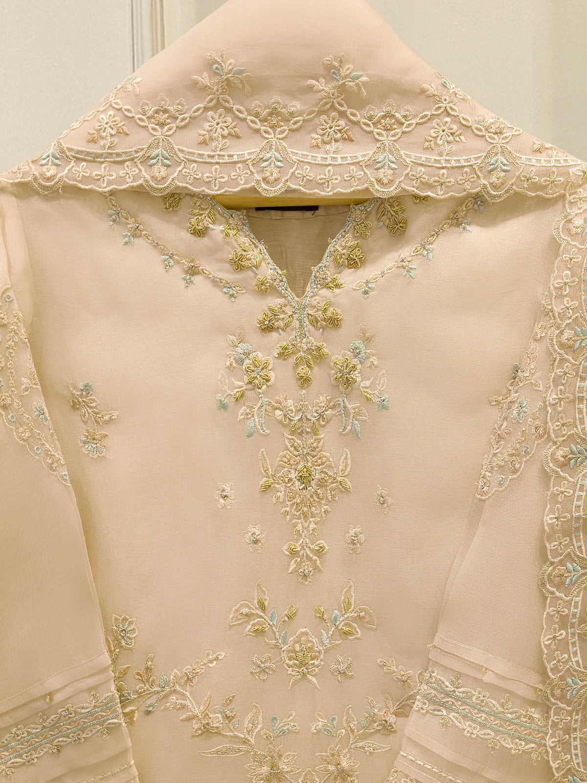 3 Piece - Pure Organza Embroidered Suit S113262