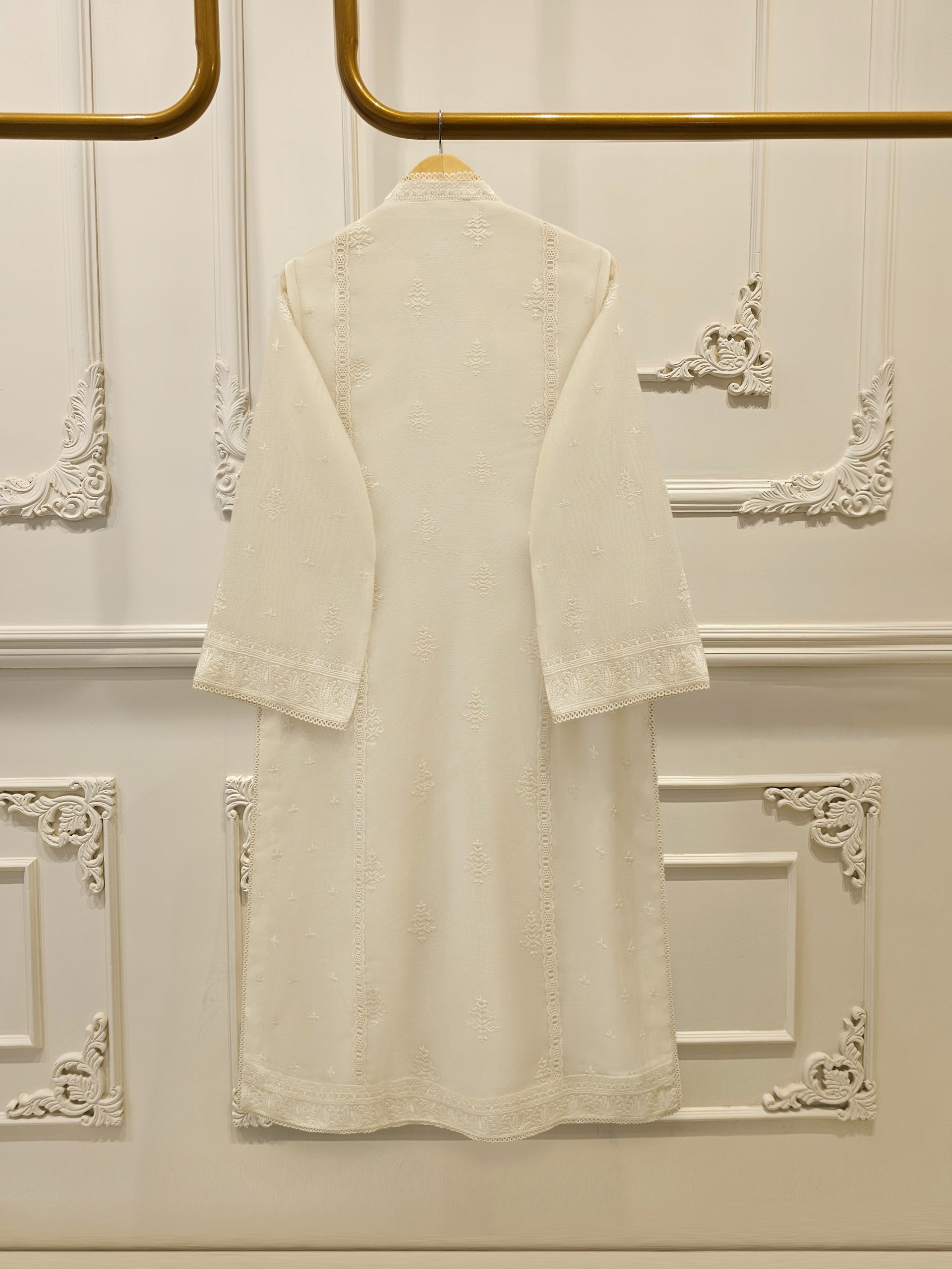 3 Piece - Pure Embroidered Cotton Net Suit S113438
