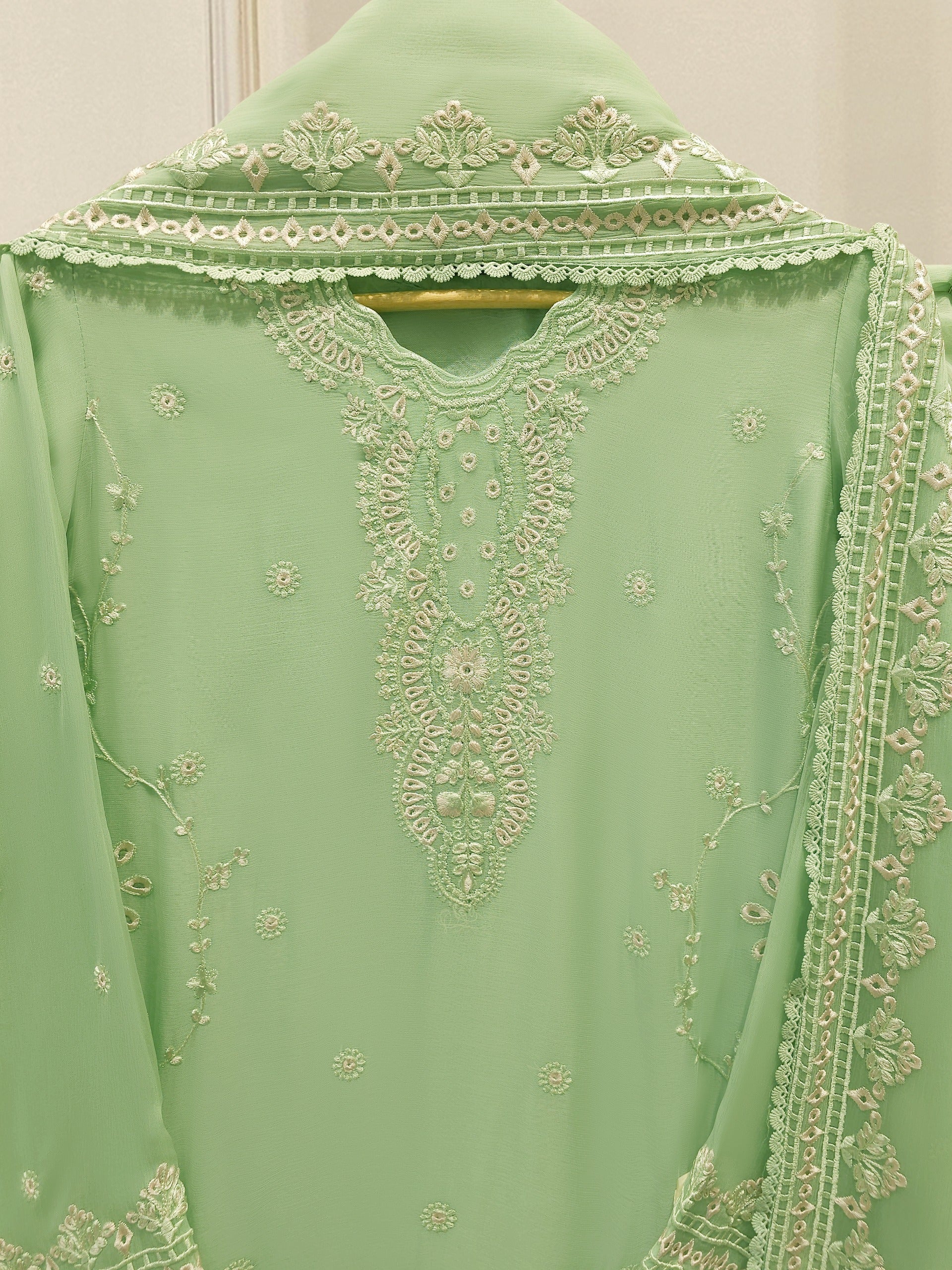 3 Piece - Pure Embroidered Chiffon Suit S113445